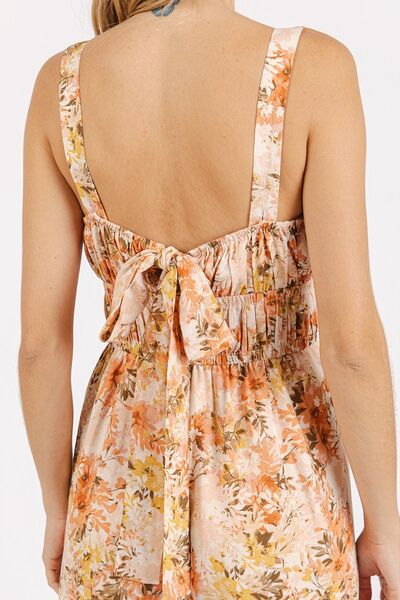 Mittoshop Floral Print Gathered Bust Sleeveless Jumpsuit for Women - Summer Beach Party, Vacation Outfit, Casual Wear