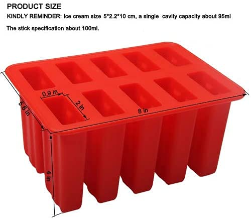 BPA-Free Silicone Popsicle Molds Set - 10 Cavity Homemade Ice Pop Maker with 50 Sticks, 50 Bags & Funnel | Perfect for Summer Treats, Kids Snacks, Party Favors & Healthy Frozen Desserts