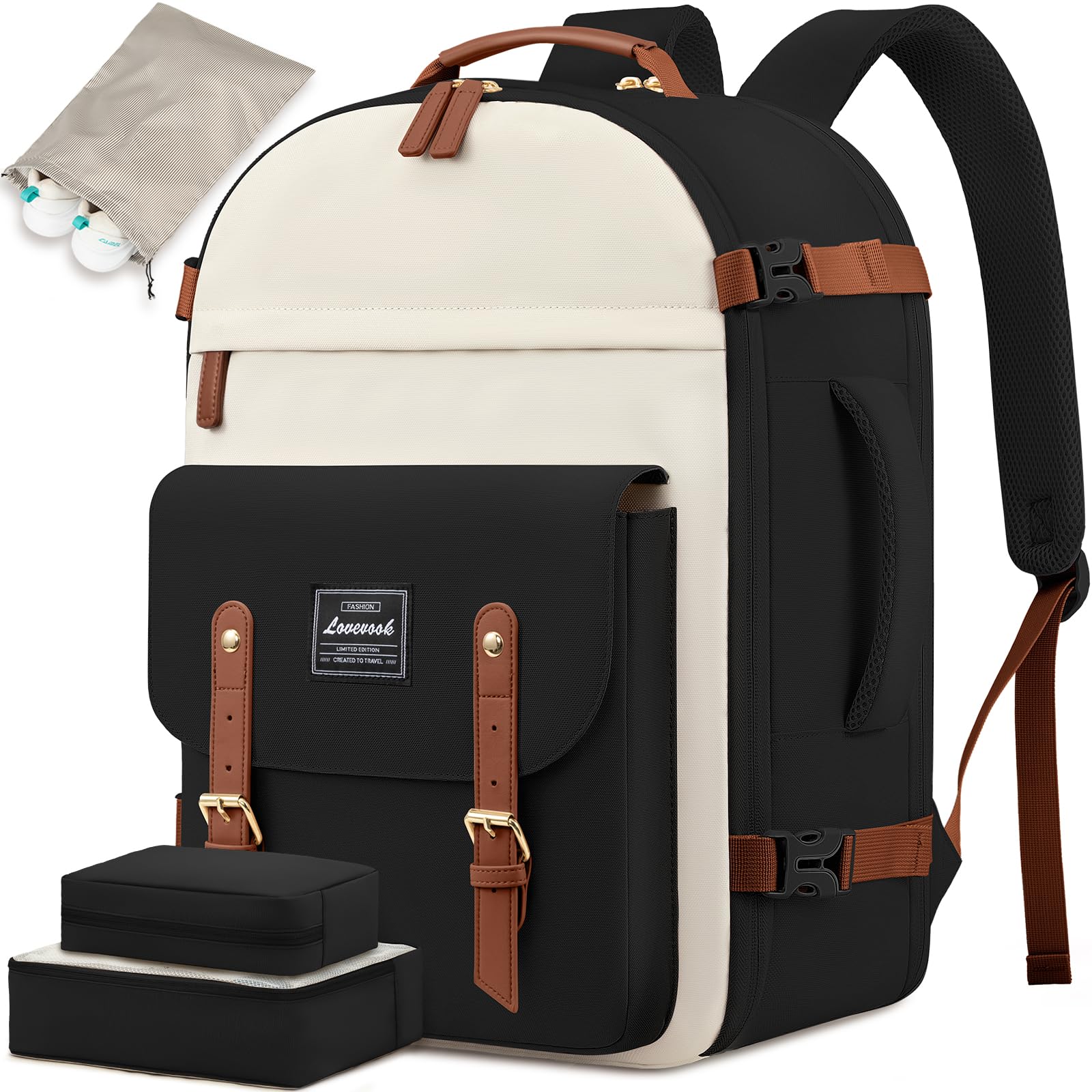 **LOVEVOOK 40L Flight Approved Carry On Backpack for Women & Men - Large Personal Item Travel Bag for Airplanes, Weekender Overnight, 17 Inch Laptop Backpack for College Essentials - Perfect for Business Trips, Commuting & Weekend Getaways**