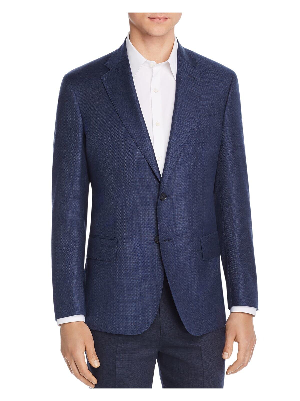Mens Navy Hopsack Blazer - Single Breasted Regular Fit Sport Coat 38R | Perfect for Business Casual, Office Wear & Formal Events