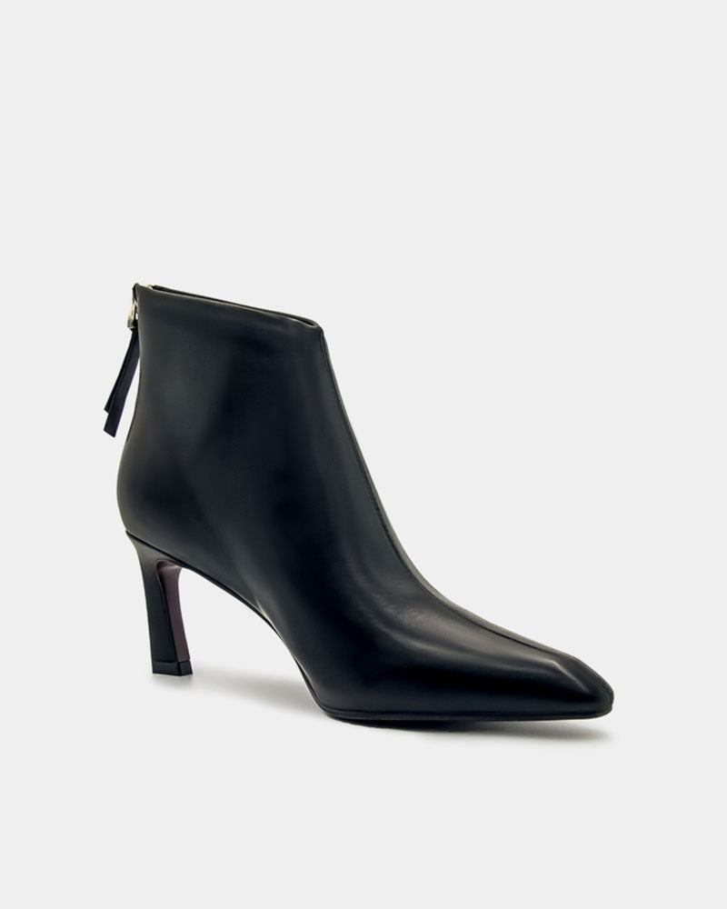 Stylish Black Calfskin Pointed Toe Ankle Boots for Women - Comfortable & Fashionable Fall/Winter Shoes for Office, Party & Night Out