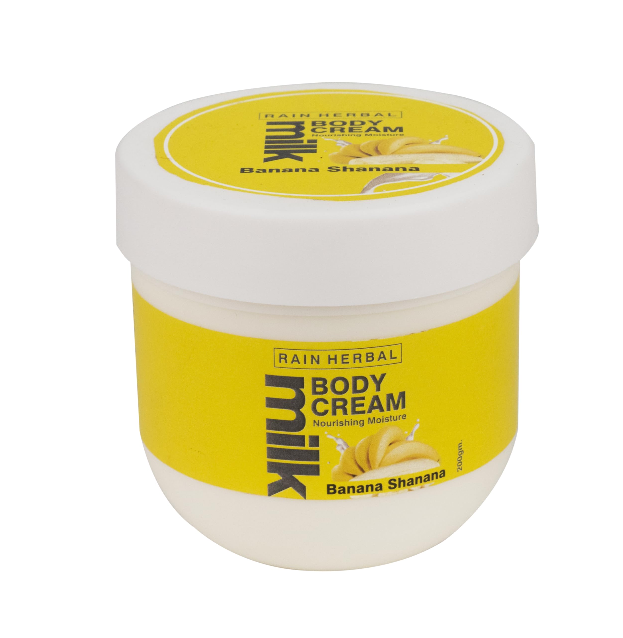 RAIN HERBAL Banana Shanana Body Cream - Deep Hydration & Skin Softening for Rough Skin | All Skin Types | Free from Harmful Chemicals, Silicones, Mineral Oil & Dyes | 200g | Perfect for Dry Skin Care & Daily Moisturizing Routine