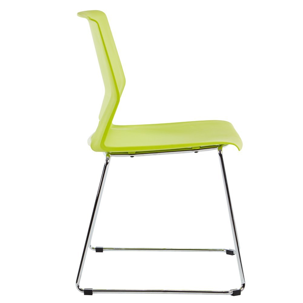 Modern Stacking Chairs for Business & Home - Set of 4 Green Dining Chairs | Space-Saving Solution for Offices, Restaurants, and Compact Living Spaces