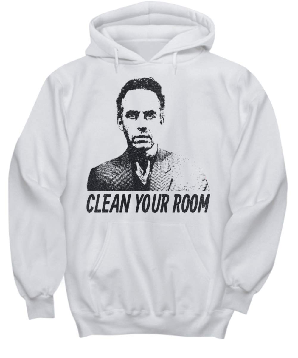 Jordan Peterson Clean Your Room Unisex Hoodie - White Cotton Pullover Sweatshirt for Men & Women - Perfect for Casual Wear, Gym & Street Style