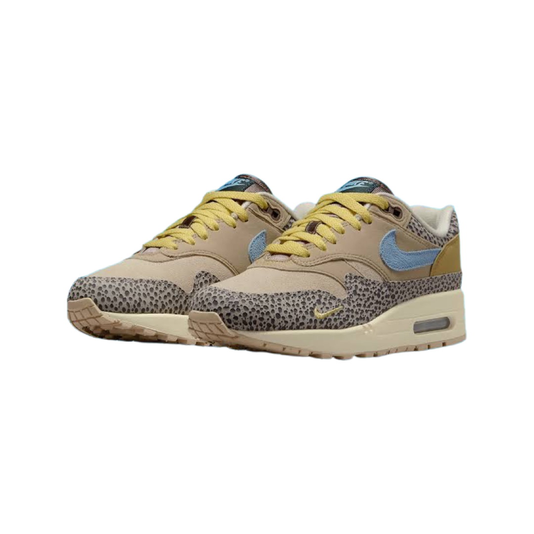 Nike Women's Air Max 1 Safari Sneakers in Cobblestone/Worn Blue/Limestone - Comfortable Running Shoes for Women, Perfect for Jogging, Gym Workouts and Casual Wear