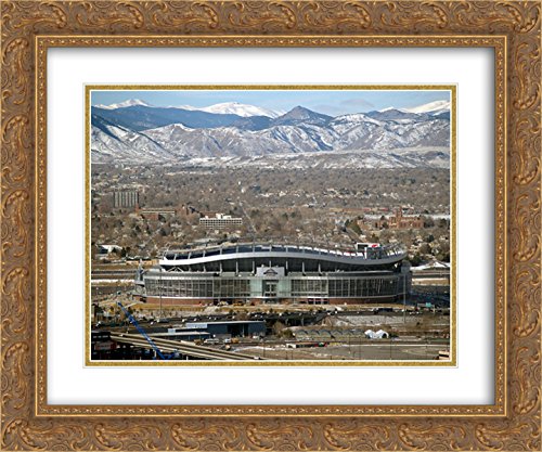Denver Broncos Stadium Art - 24x20 Gold Ornate Framed Sports Authority Field at Mile High Print | Perfect for Man Cave, Sports Bar & Football Fan Gifts