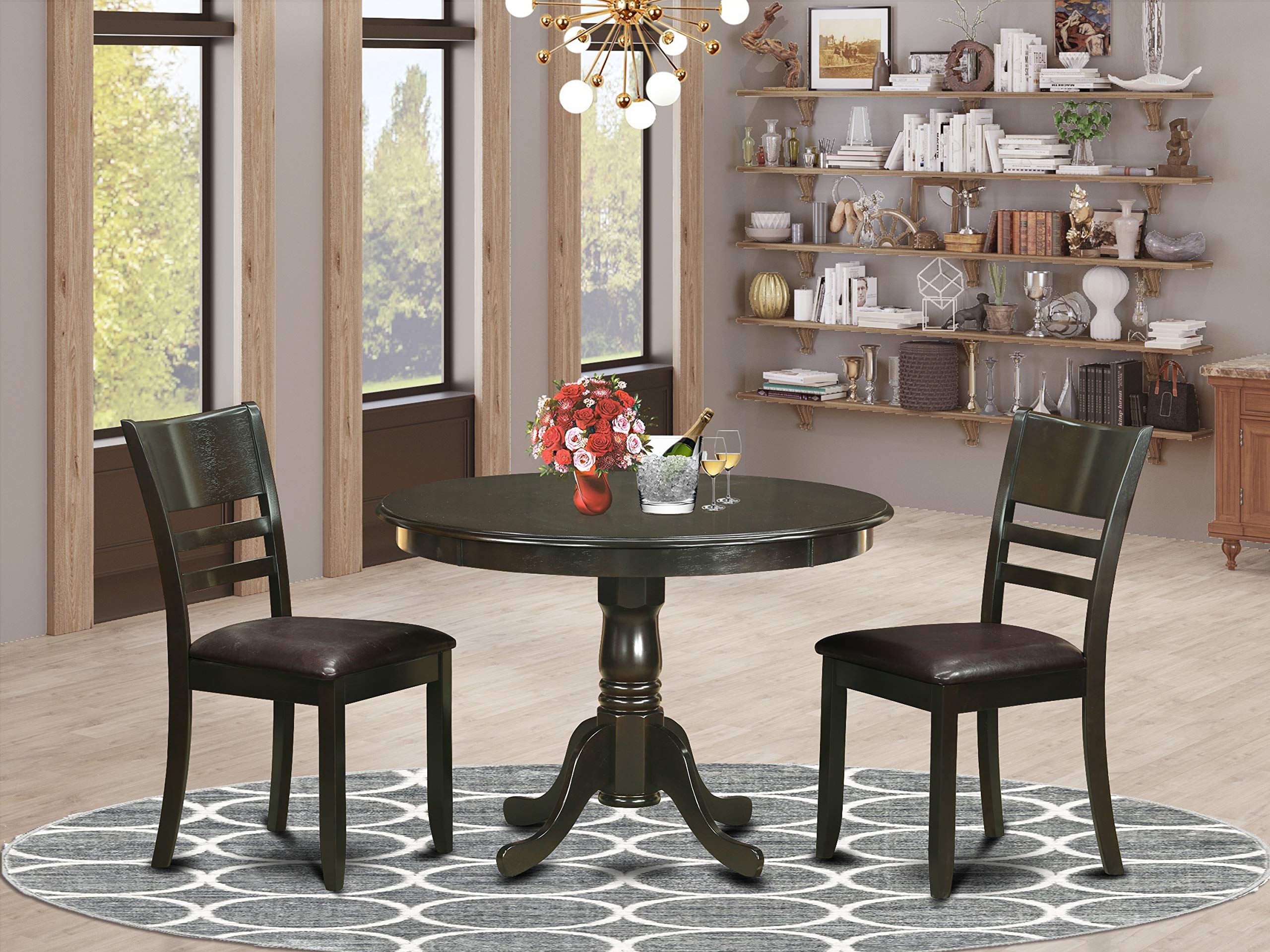 3-Piece Kitchen Nook Dining Set - Small Dining Table with 2 Chairs for Breakfast Nook, Small Spaces & Apartments | Compact & Space-Saving Design