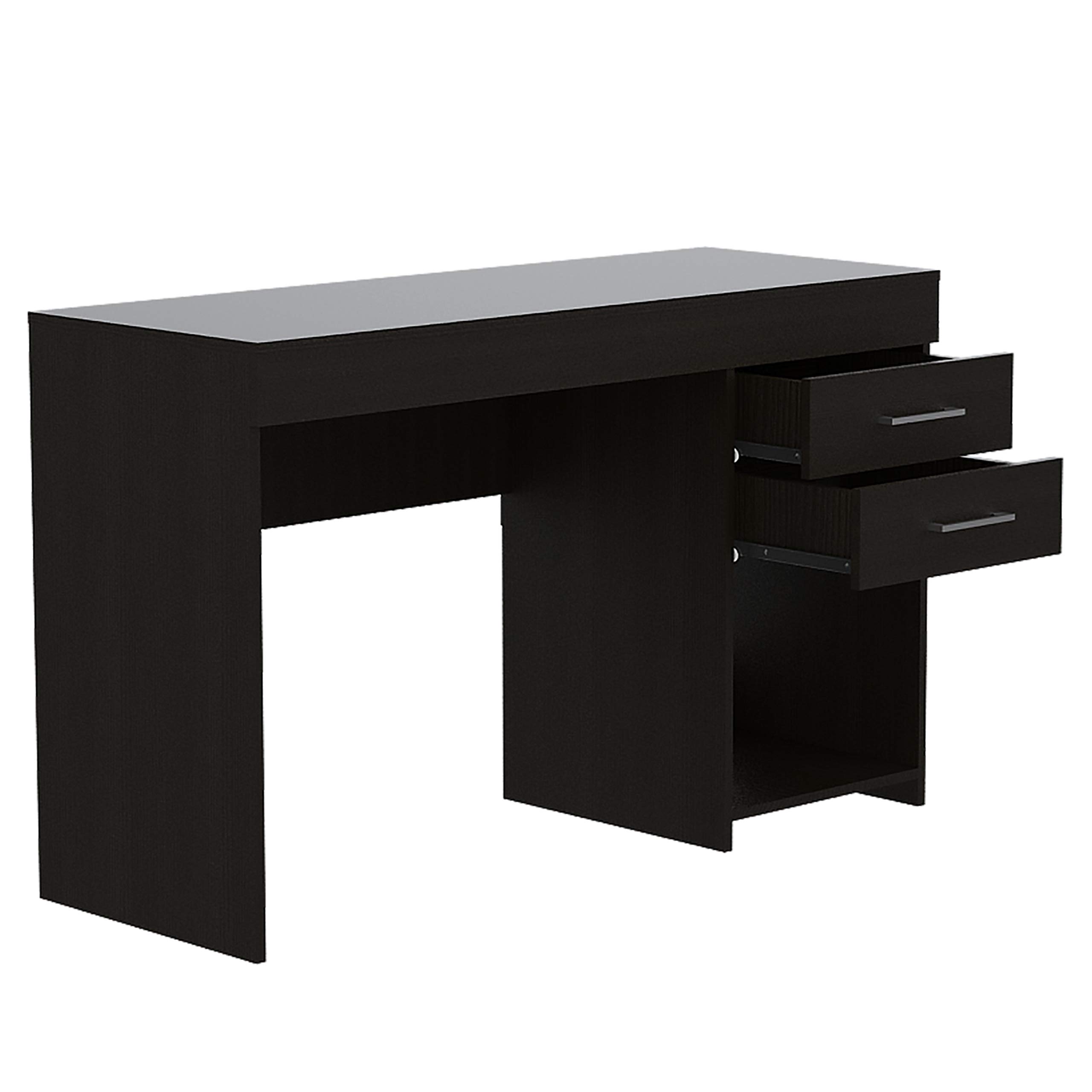 Black Austin Computer Desk with 2 Drawers & Open Shelf - Sturdy Metal Handles, Home Office Desk for Small Spaces, Gaming & Study Workstation