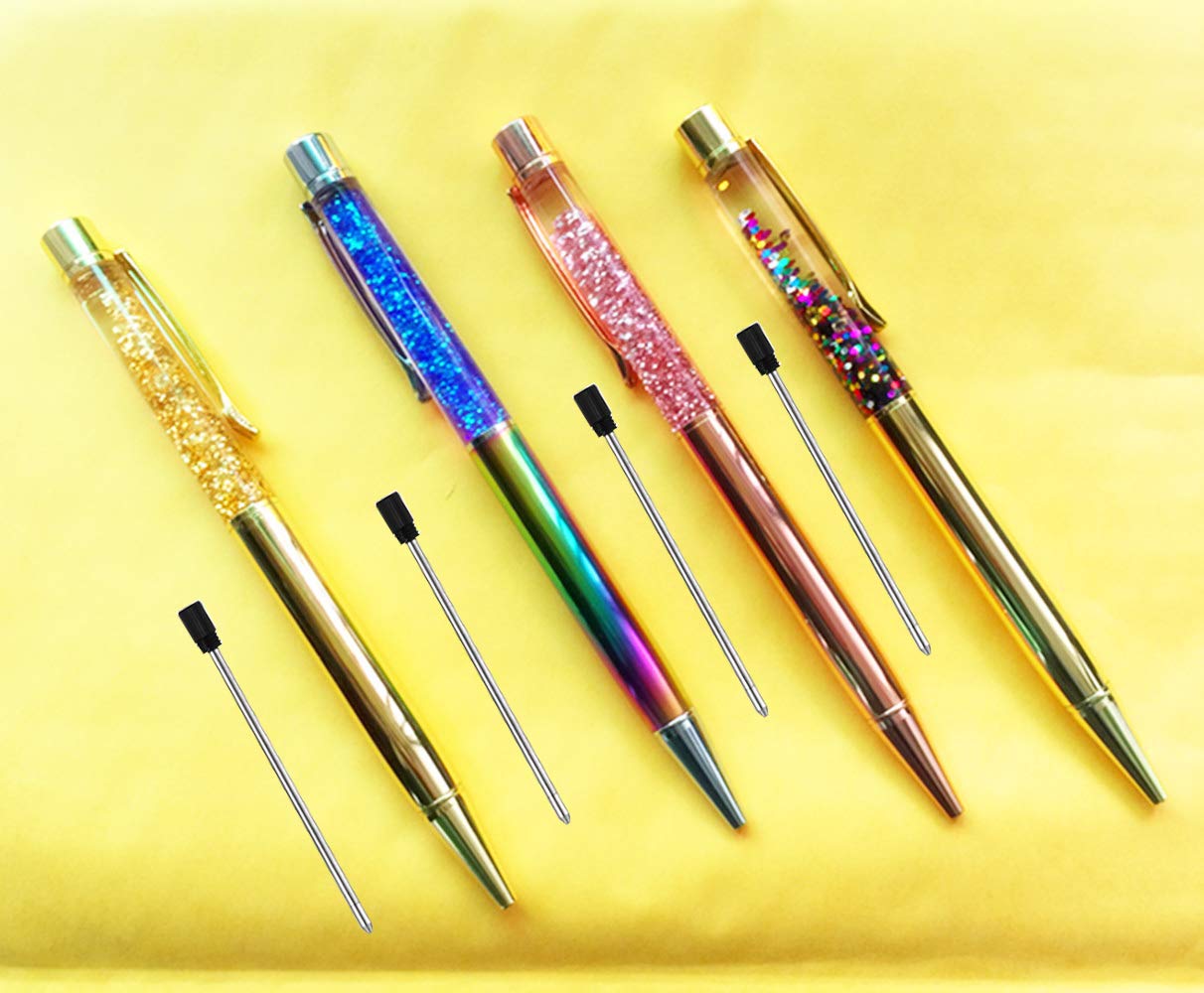 Sparkling Crystal Rhinestone Ballpoint Pens - 4 Pack Fine Black Ink Metal Pens for Office, School & Gift Giving - Elegant Writing & Decor Accessories