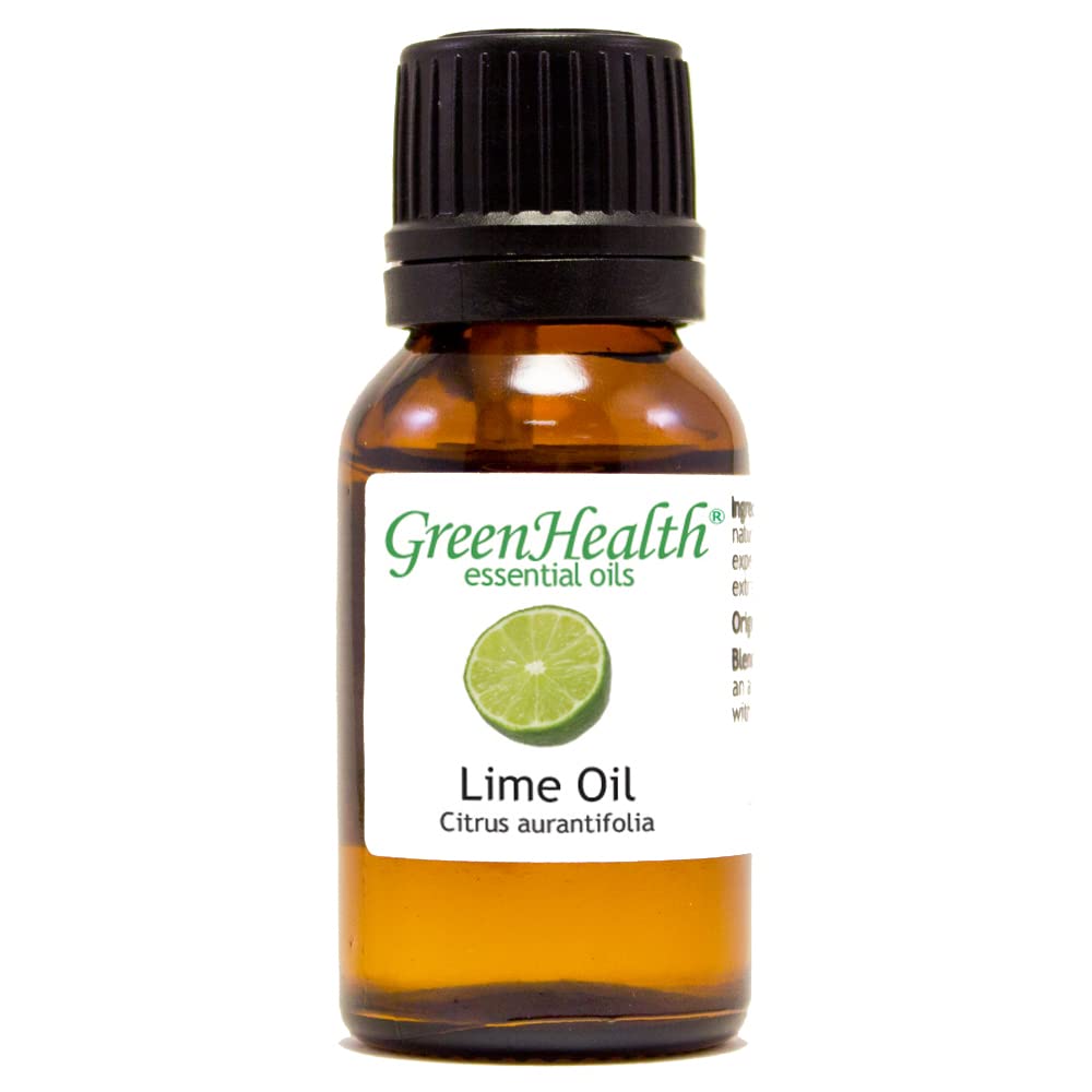 100% Pure Lime Essential Oil - 1/2 fl oz (15ml) Glass Bottle - Natural Aromatherapy Oil for Diffusers, Massage & DIY Skincare - GreenHealth Brand