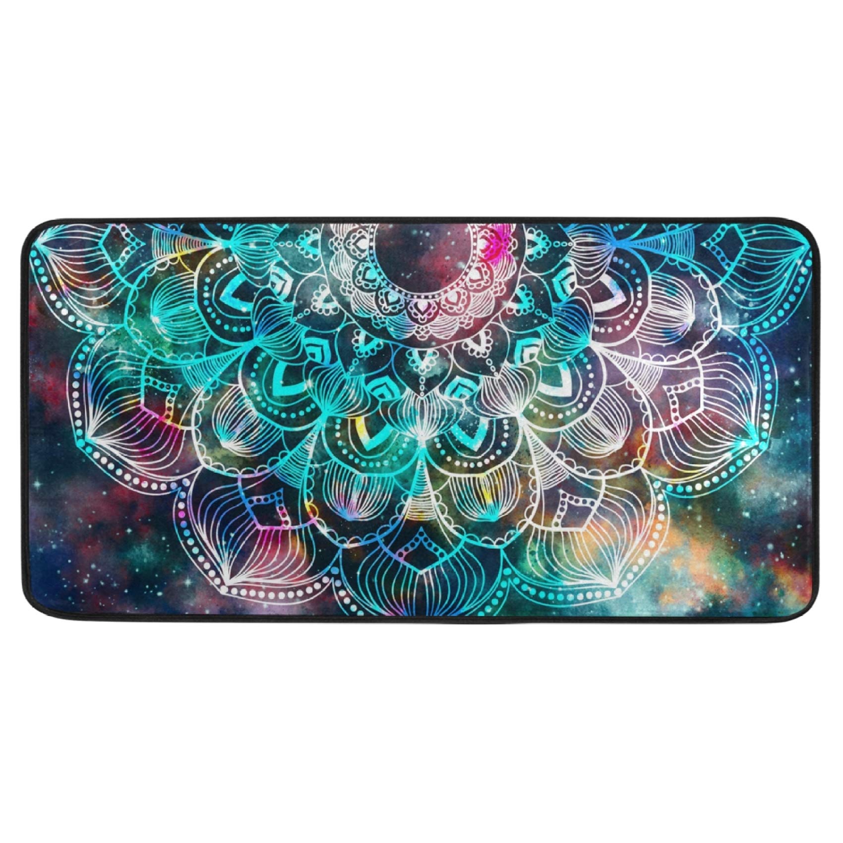 ALAZA Anti-Fatigue Kitchen Mat - Non-Slip Standing Mat with Mysterious Black Mandala Design, Soft Floor Rug for Under Sink, Office & Door Decor (39x20 Inch) - Perfect for Cooking, Dishwashing & Long Standing Work in Kitchen