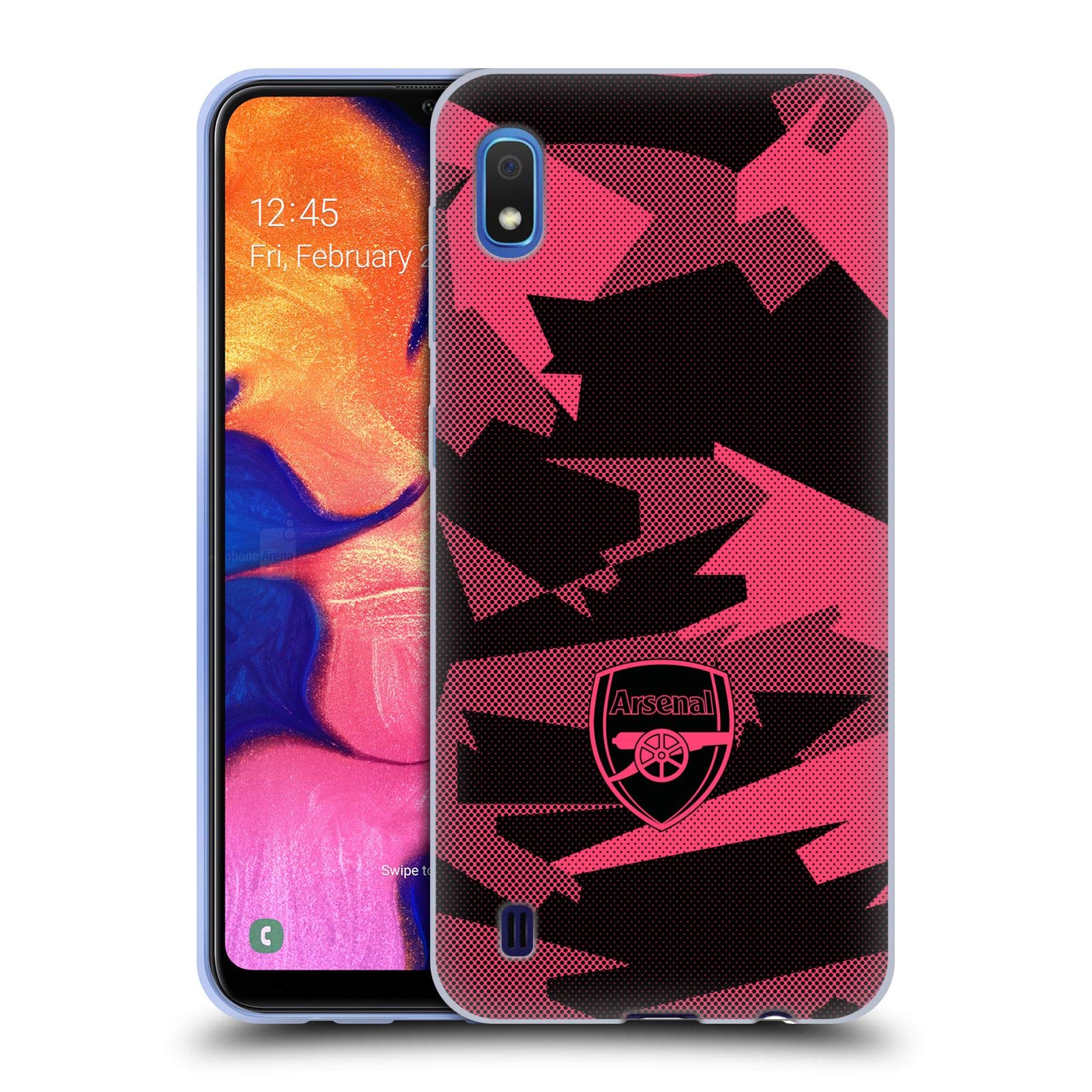 Officially Licensed Arsenal FC Geometric Pink Crest & Gunners Logo Soft Gel Case for Samsung Galaxy A10 (2019) - Perfect for Matchdays & Fan Gifts