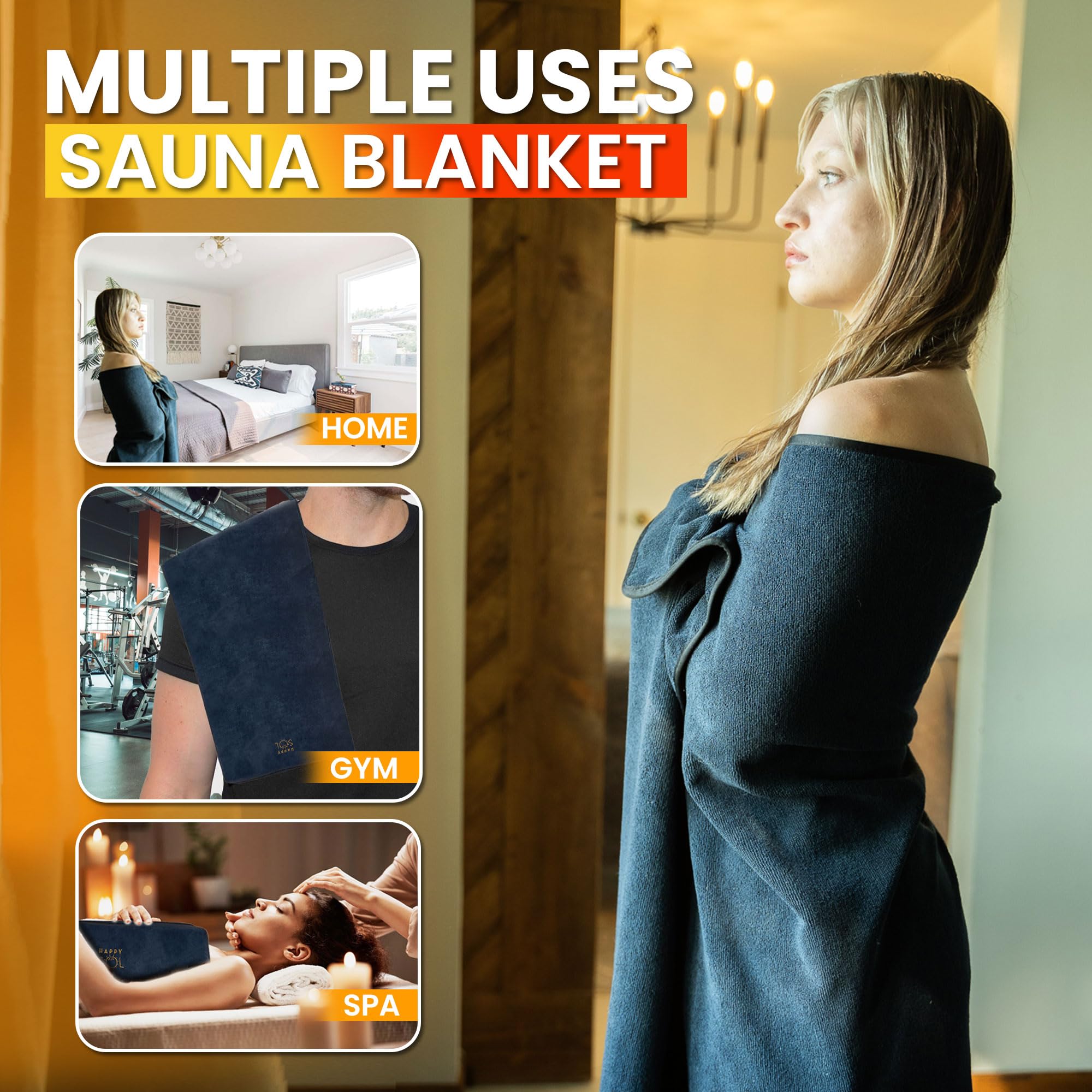 Premium Sauna Blanket Towel Insert - Super Absorbent & Reusable Microfiber Towel for Home Sauna (58
