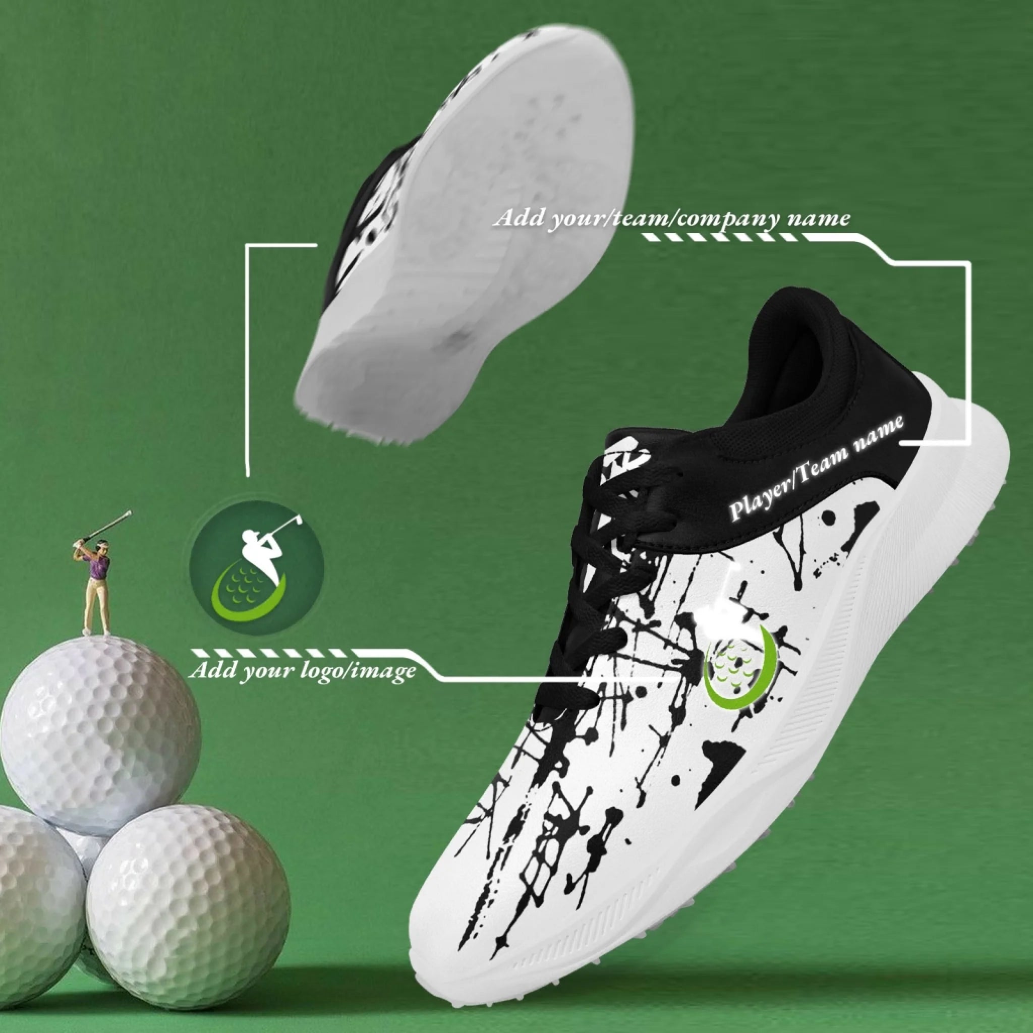 Custom Golf Performance Sneakers for Men & Women - Personalized Durable Athletic Shoes for POD Resellers - Lightweight Comfortable Design for Golfing, Running & Casual Wear (FN062 25020099 6)
