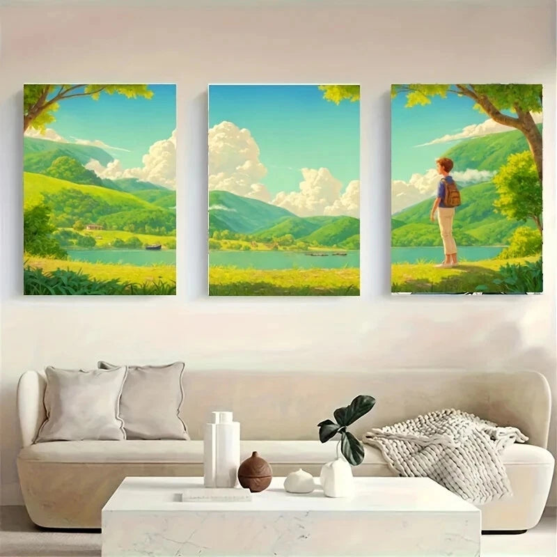 3-Piece Sunset Over Metal Print Wall Art - Ready to Hang, Durable & Vibrant - Perfect for Living Room, Bedroom, or Office Decor