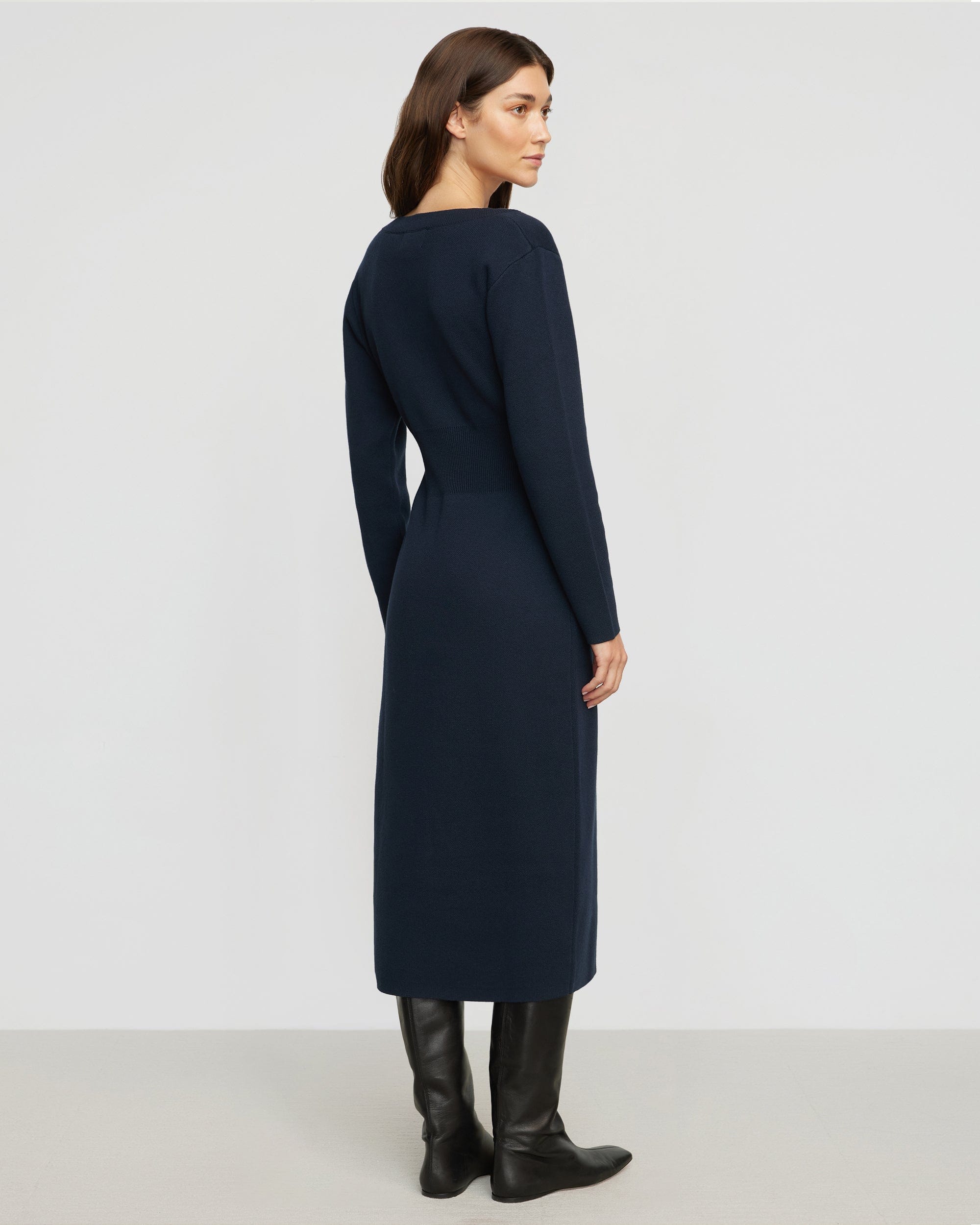 Bora Off Shoulder V Neck Sweater Dress for Women - Soft Knit Long Sleeve Bodycon Dress - Perfect for Date Night, Office Wear & Fall Fashion
