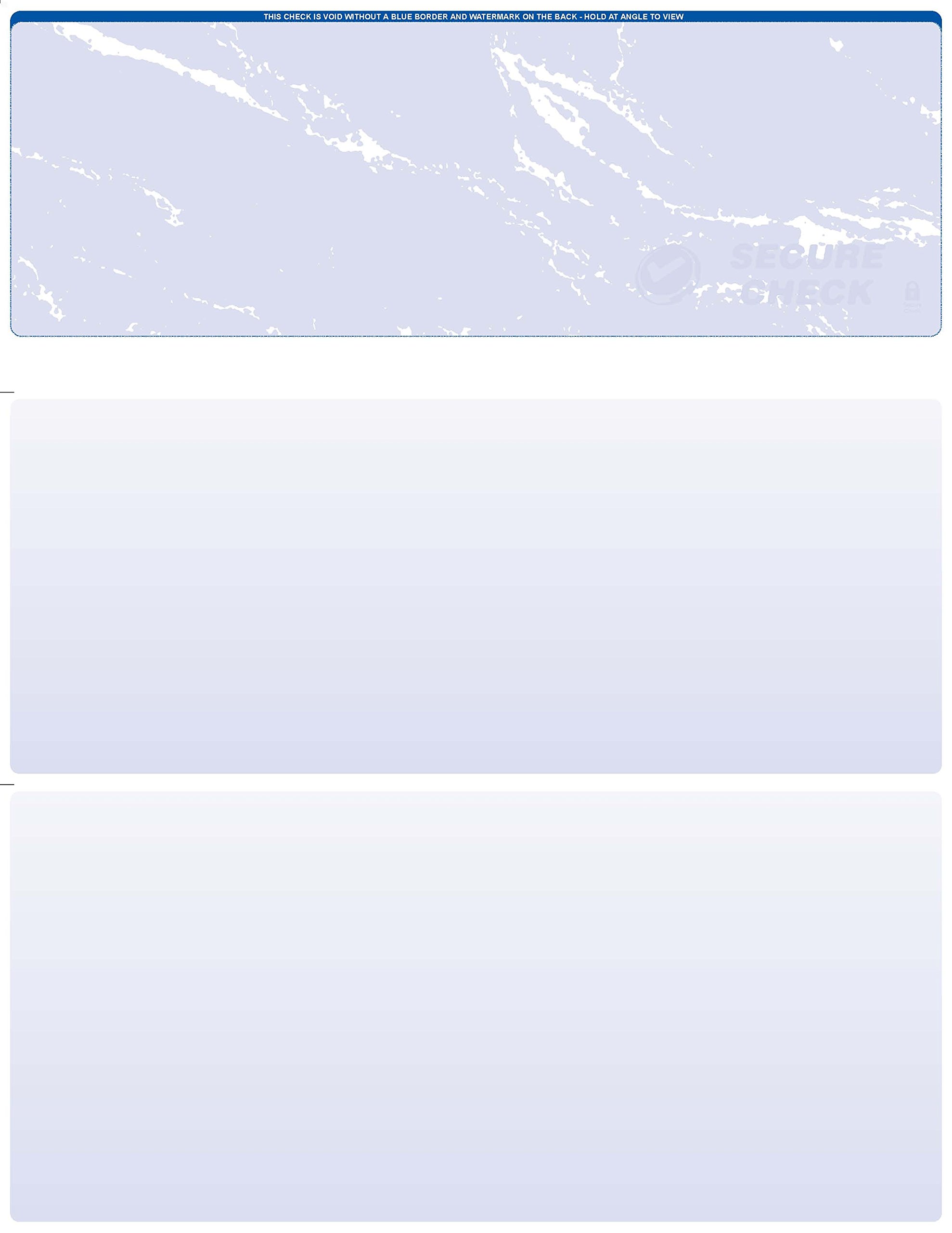 ABC Blank Check Stock Paper - 2500 Sheets Blue Computer Voucher Checks for Laser Printers | Versa Check Refills with Top Check & Bottom Stub Design | Perfect for Payroll, Home Business & Office Accounting | Compatible with QuickBooks & Other Accounting Software