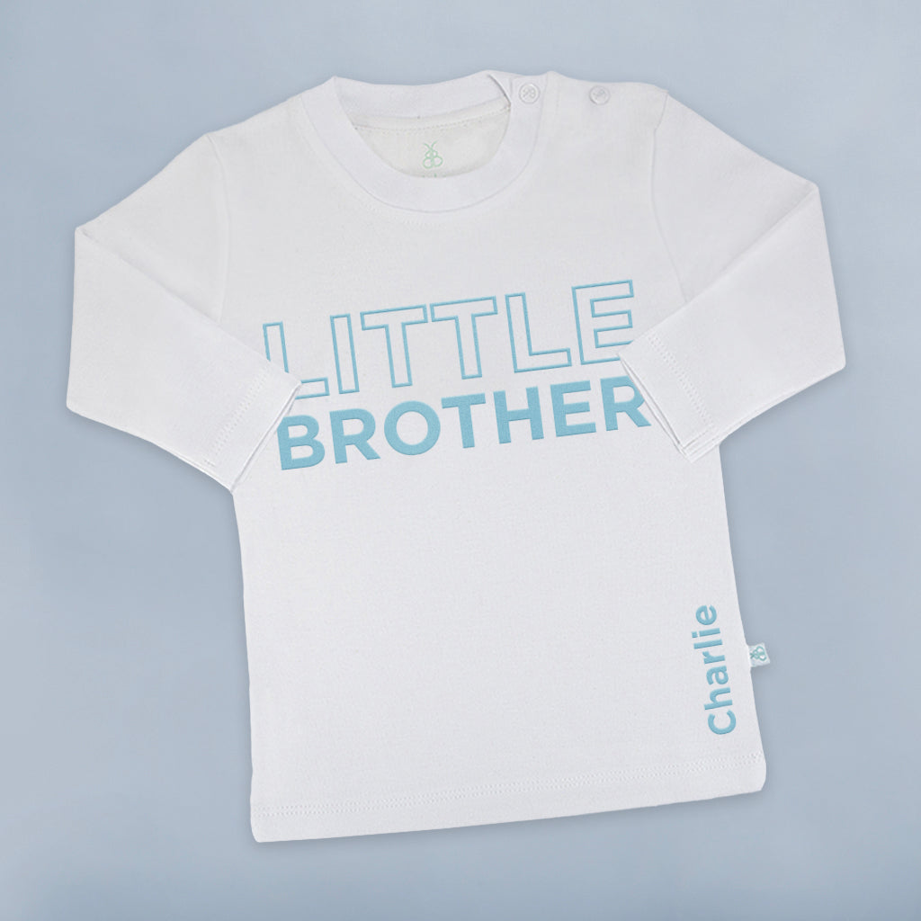 Custom Personalized Little Brother T-Shirt - Long Sleeve Cotton Tee for Kids | Birthday Gift, Sibling Matching Outfits, Family Photo Outfits