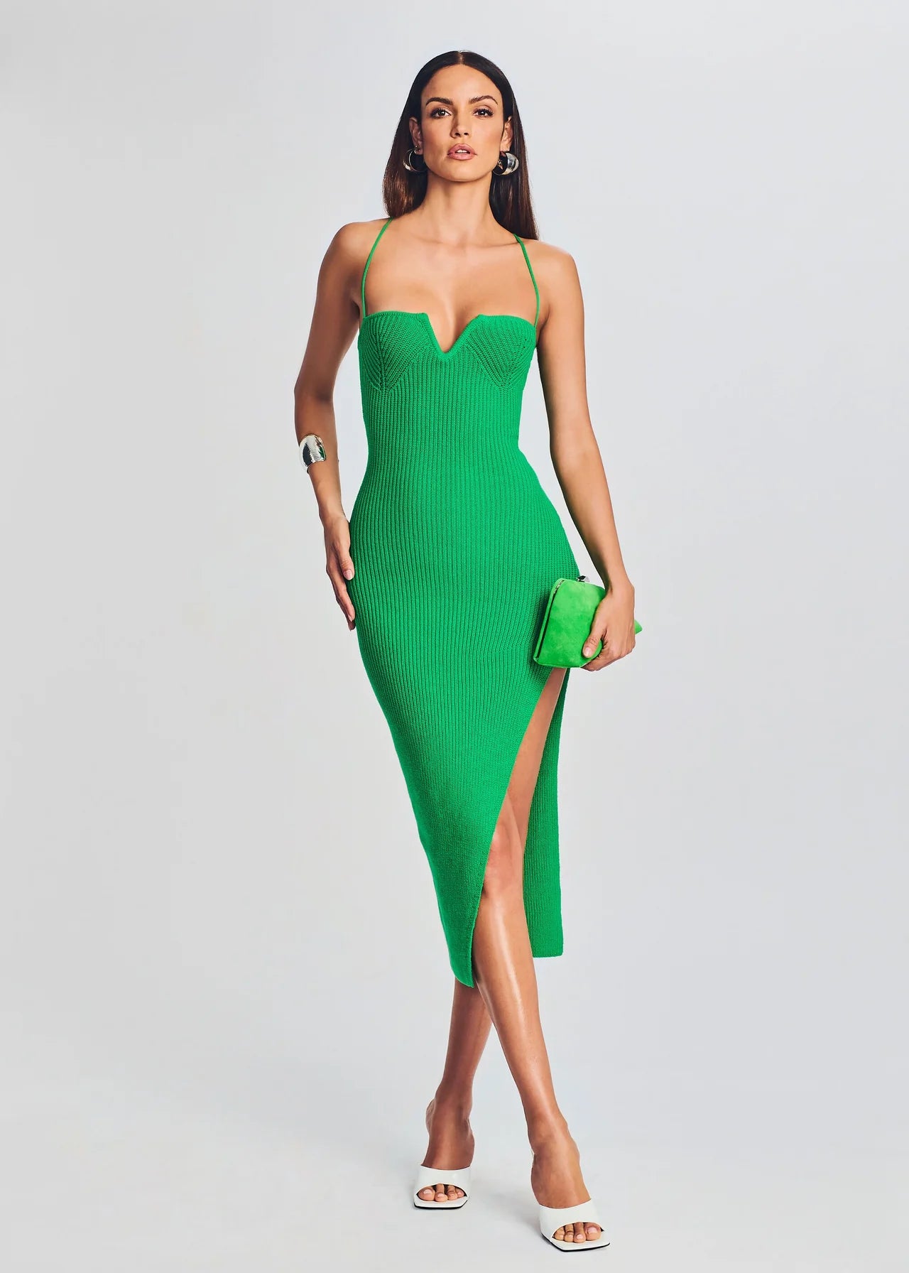 Dominique Knit Midi Dress in Kelly Green | Women's Casual Summer Dress for Beach, Brunch & Date Night