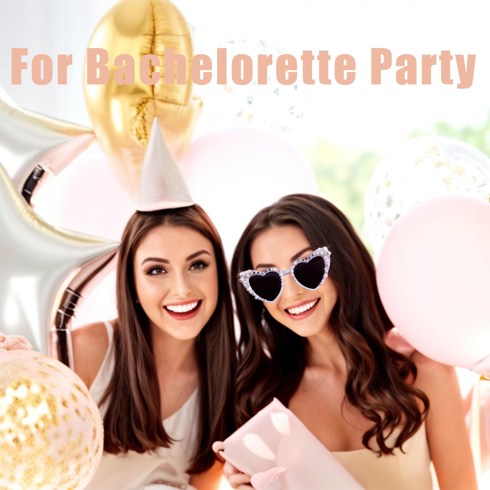 Bachelorette Party Sunglasses for Bride - White Heart-Shaped Bridal Sunglasses | Perfect Bachelorette Party Gifts & Wedding Accessories | Great for Bridal Showers, Wedding Photos & Beach Getaways