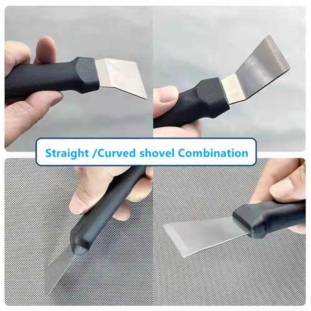 2 Pack Blackstone Griddle Scraper Tool - Heavy Duty Metal Grill Cleaner for Outdoor BBQ, Stiff Pan Scraper Spatula with Durable No-Replacement Blades - Perfect for Camping, Backyard Cookouts & Tailgating Parties