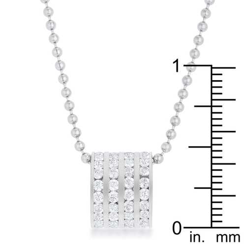 1.1ct Cubic Zirconia Rhodium Plated Stainless Steel Pendant Necklace for Women - Elegant Jewelry Gift for Birthday, Anniversary & Special Occasions