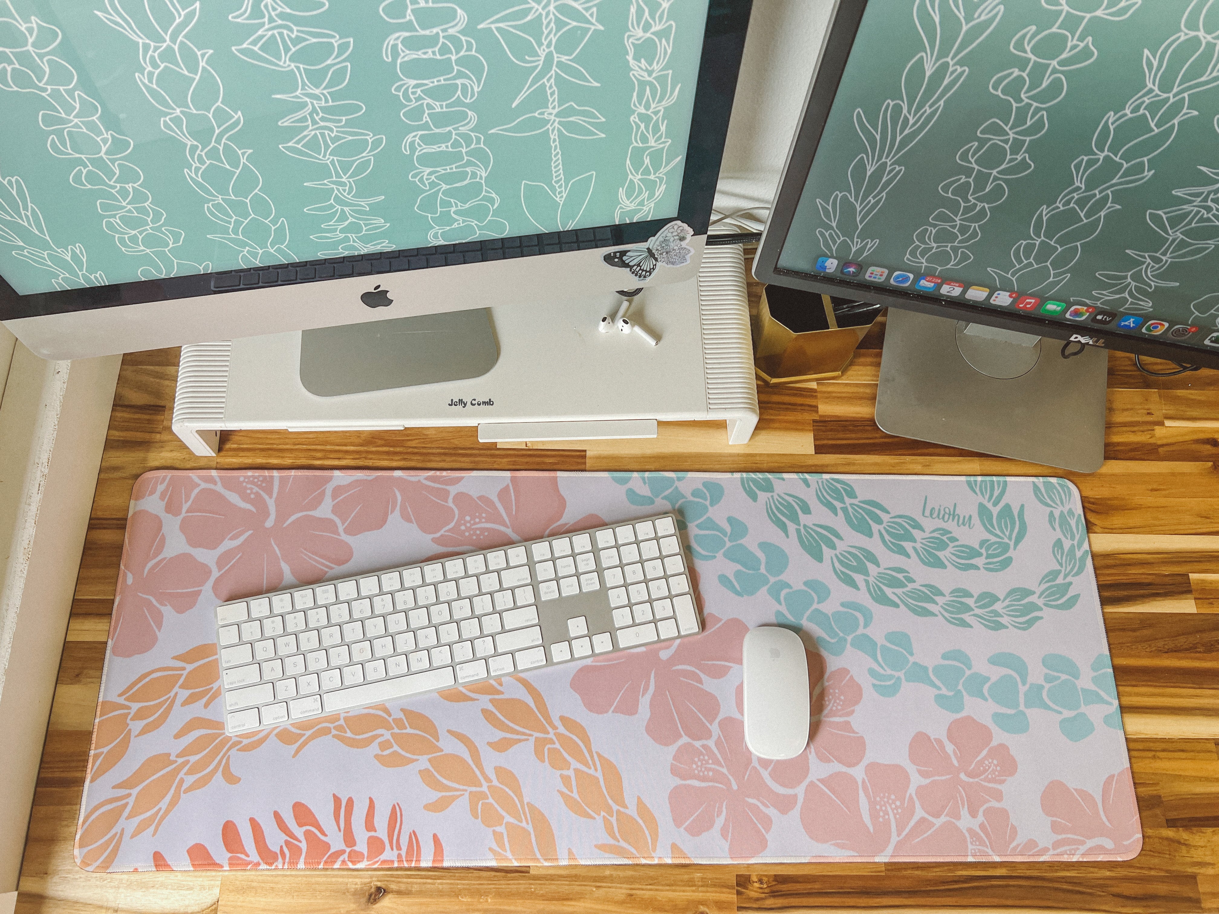 Groovy Lei Desk Mat - Non-Slip Office Desk Pad for Keyboard & Mouse - Perfect for Work, Gaming & Home Office (Black, 36x18 Inches)