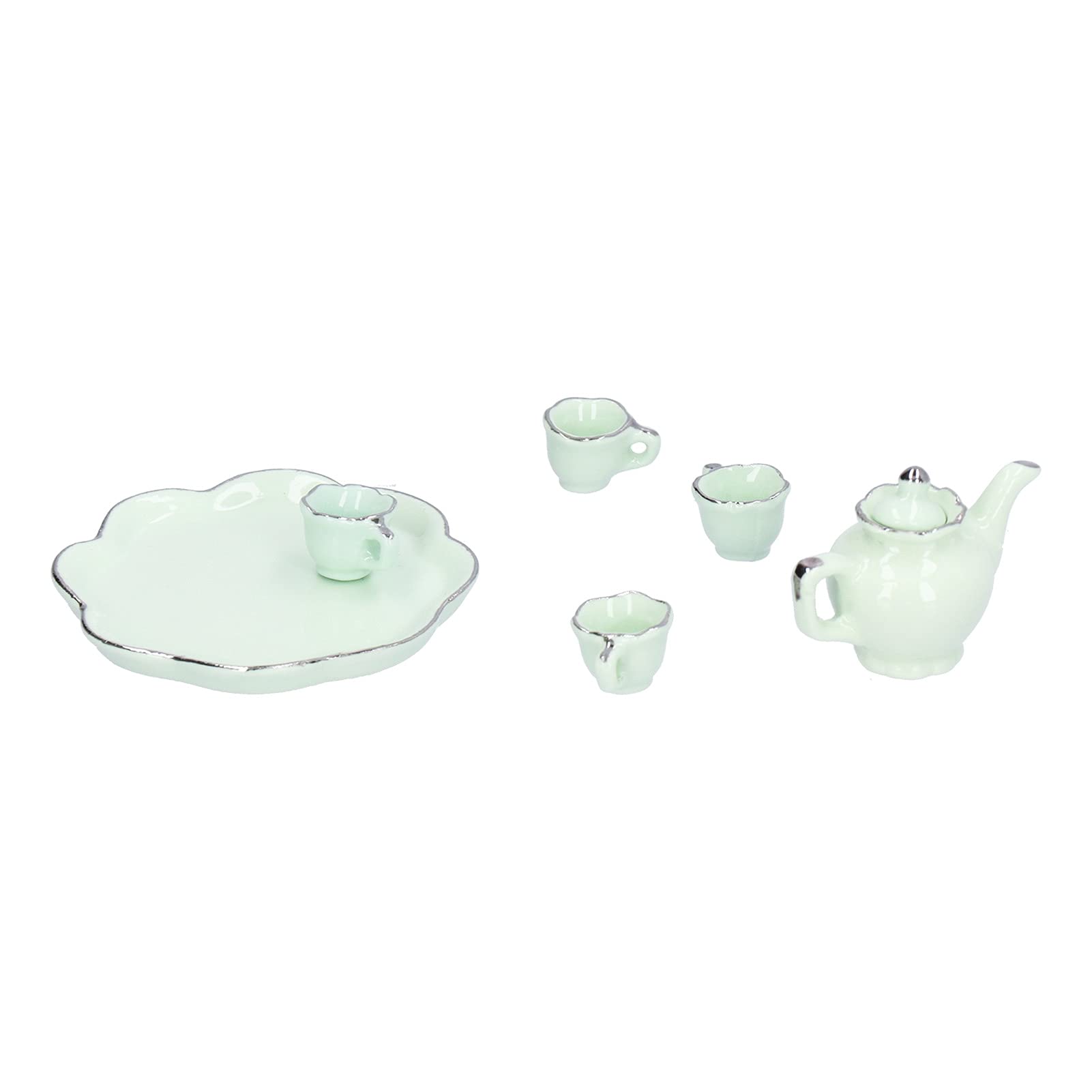 Miniature Dollhouse Kitchen Accessories - Ceramic Tea Set with Teapot for Dollhouse Living Room & Dining Room Decor - Perfect for Miniature Play & Collectibles (Blue)