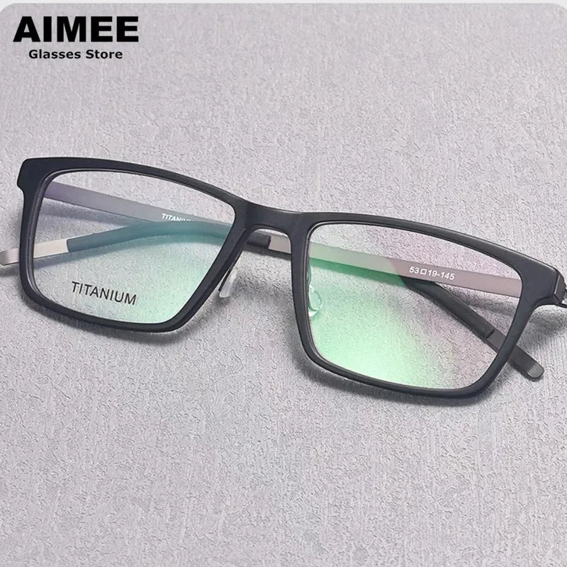 Stylish Aimee Unisex Full Rim Square Titanium Acetate Eyeglasses Frame 1228 - Perfect for Work, Reading & Everyday Fashion