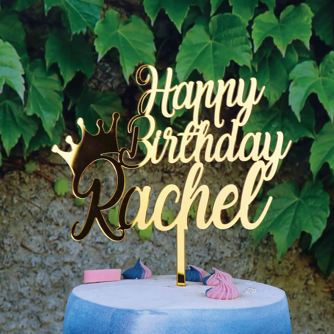 Personalized Happy Birthday Name Princess Cake Topper - Mirror Acrylic Birthday Crown for Cakes - Customizable Party Decor - Perfect for Princess Themed Birthday Celebrations & Special Occasions