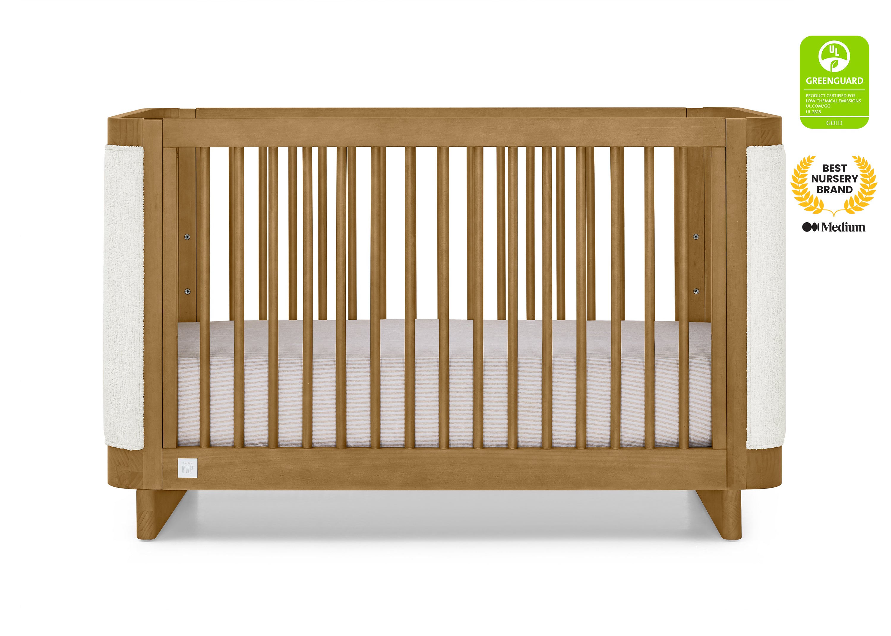 Callie 4-in-1 Convertible Upholstered Baby Crib with Toddler Bed Conversion - Modern Nursery Furniture for Newborns to Kids | Perfect for Small Spaces & Shared Rooms