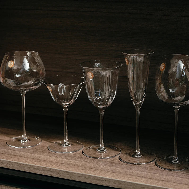 Premium Clear Grove Wine Glasses - Set of 4 Crystal Clear Stemware for Red & White Wine - Perfect for Dinner Parties, Weddings & Romantic Evenings