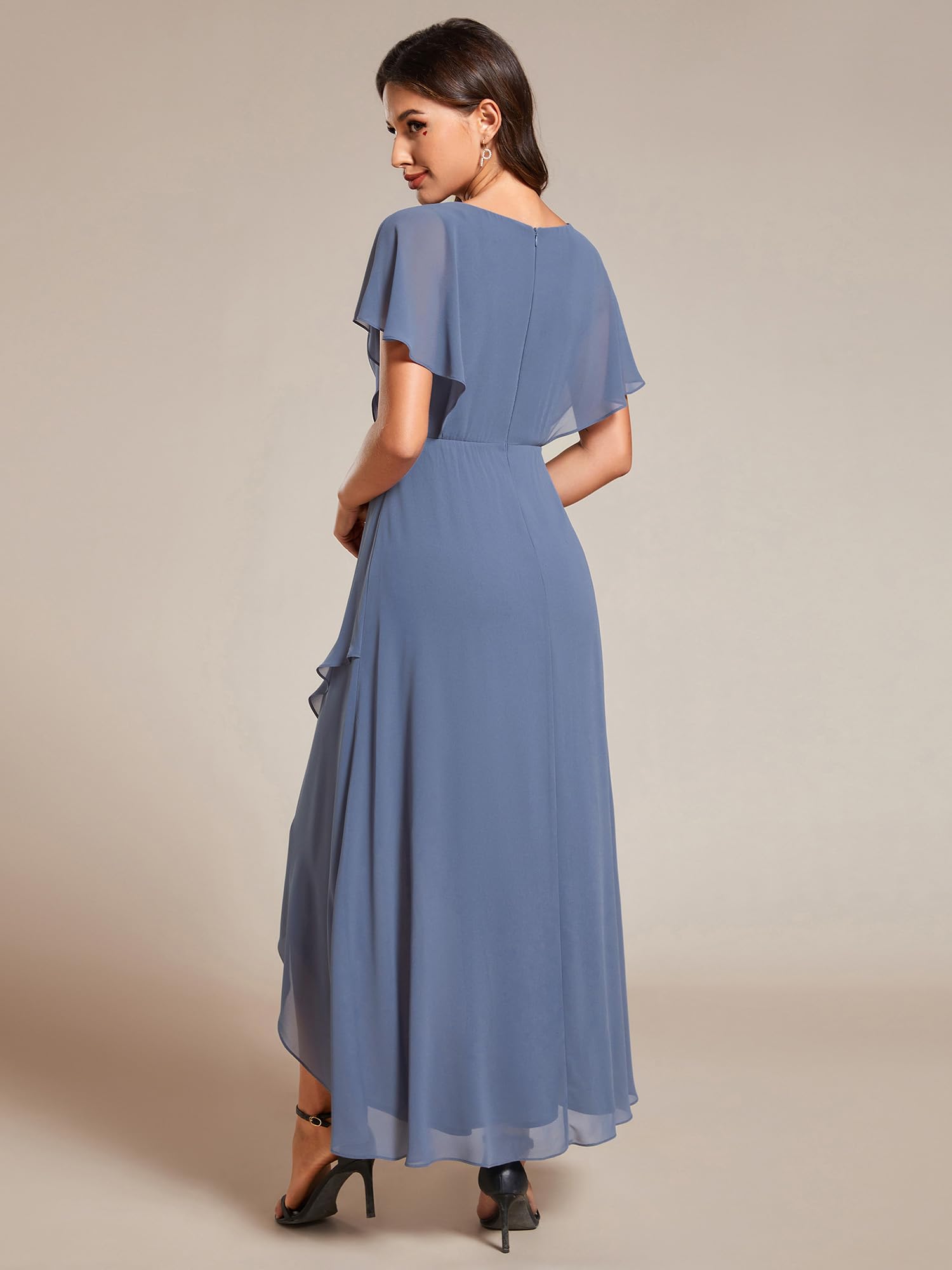 Ever-Pretty Women's A-Line V-Neck Applique Waist Tea-Length Formal Dress 02027 - Perfect for Wedding Guest, Cocktail Party, and Special Occasions