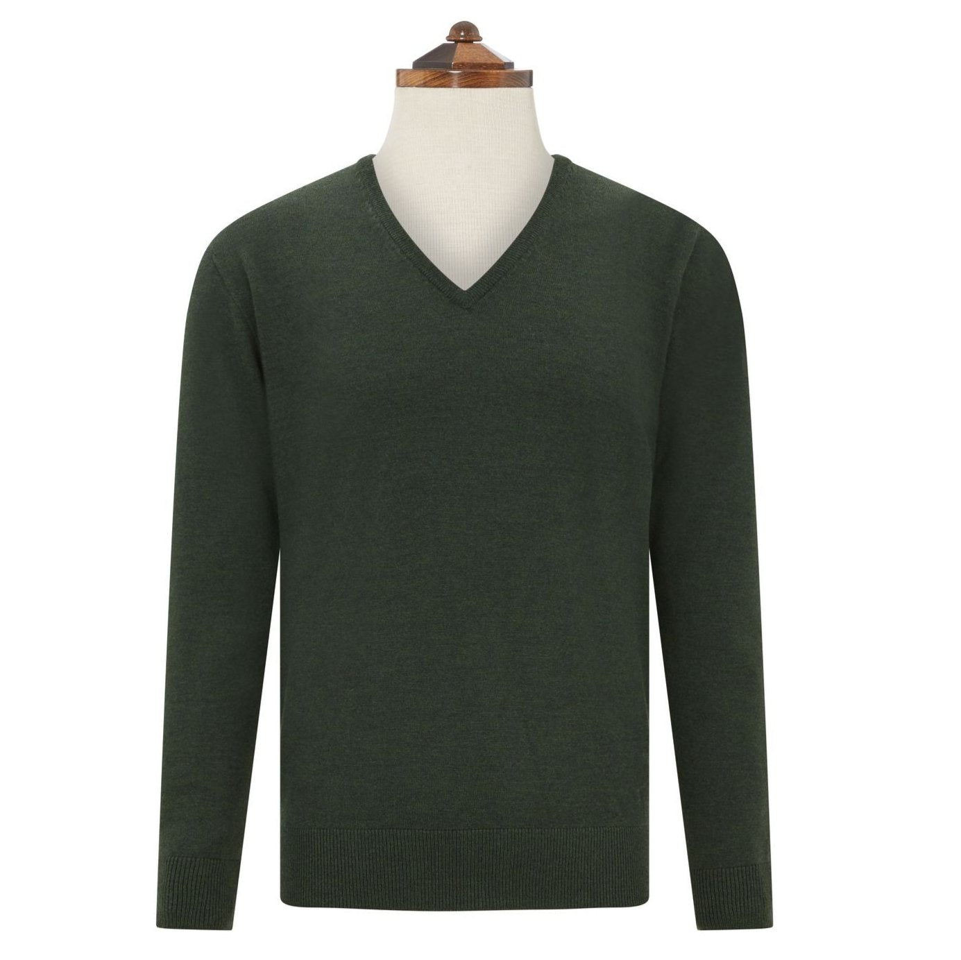 Kendrick Men's Forest Green V-Neck Pullover Sweater - Soft & Comfortable Knit Top for Casual Wear, Office, and Outdoor Activities
