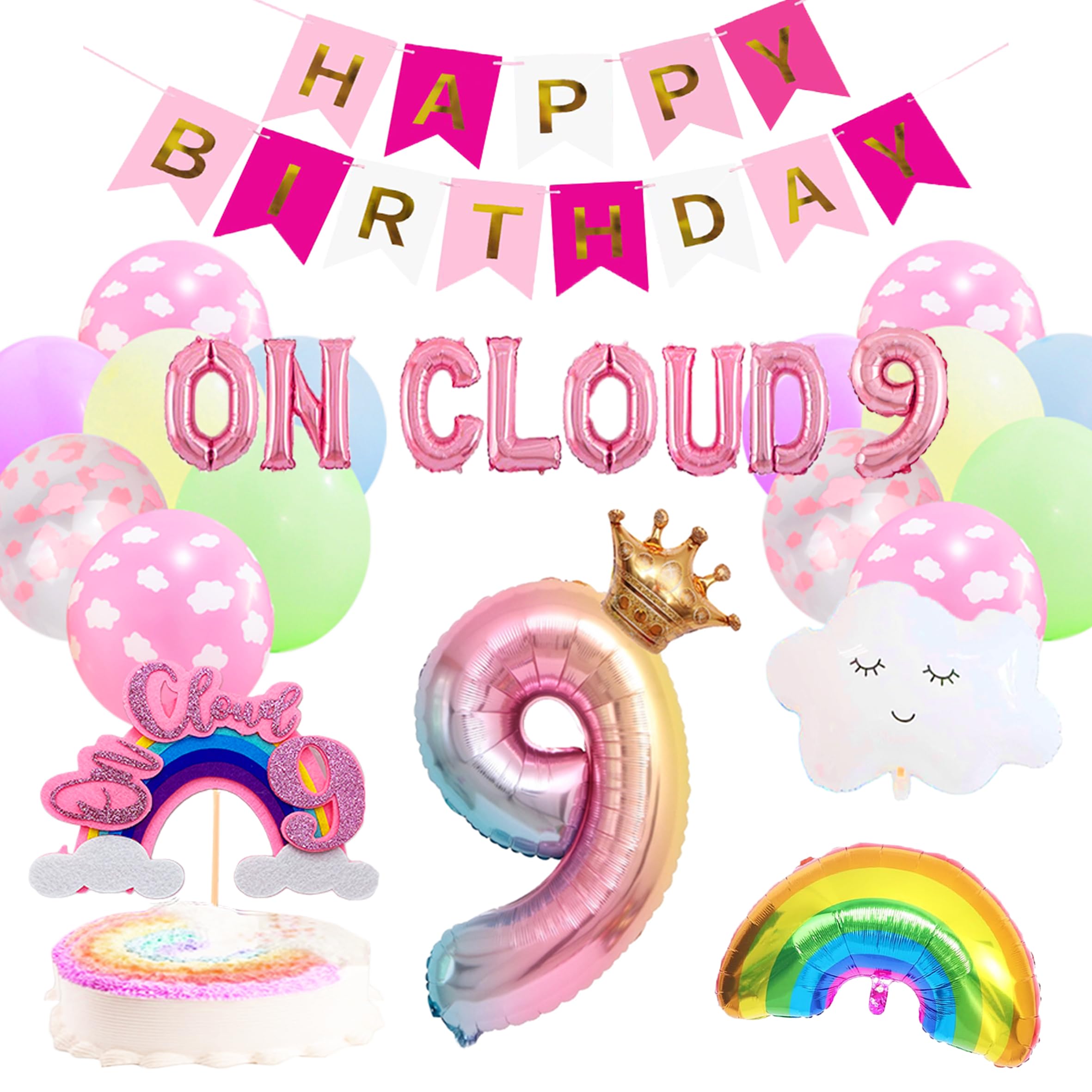 Big On Cloud 9 Birthday Party Decorations - Balloons, Banners & Tableware for Kids & Adults Celebration - Perfect for Birthday Parties, Baby Showers & Special Events