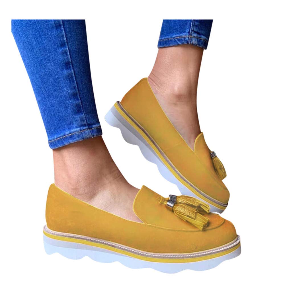 **Gibobby Women's Slip-On Platform Sandals with Tassel - Round Toe Wedge Sandals for Hiking, Casual, and Beach Wear | Comfortable Walking Shoes for Outdoor & Travel**