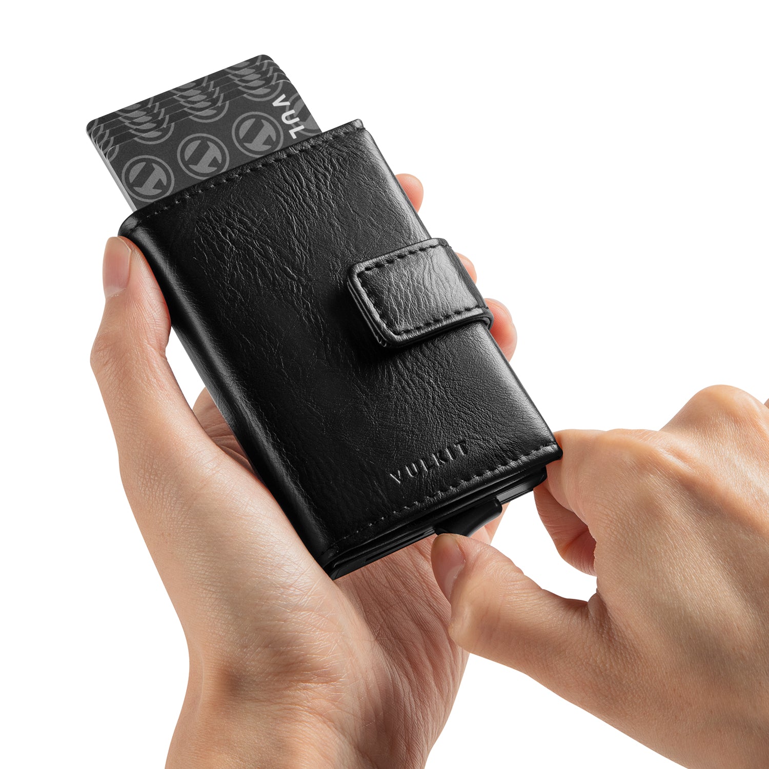 VC204 Magnetic Button Closure Tri-Fold Wallet - Secure RFID Blocking Leather Wallet for Men & Women - Perfect for Travel, Business & Everyday Use