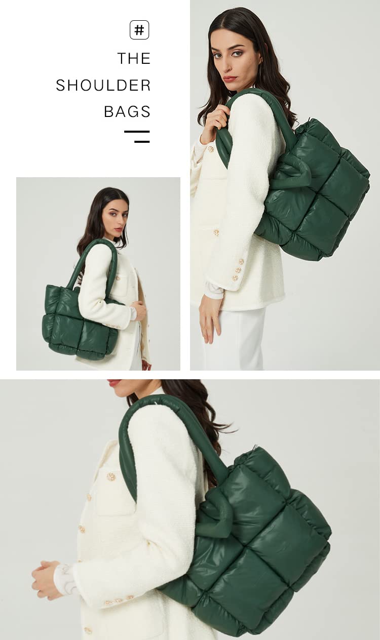Women's Mini Quilted Puffer Shoulder Bag - Stylish Down Satchel Hobo Tote Purse for Everyday Use | Perfect for Work, Travel & Shopping in 2024