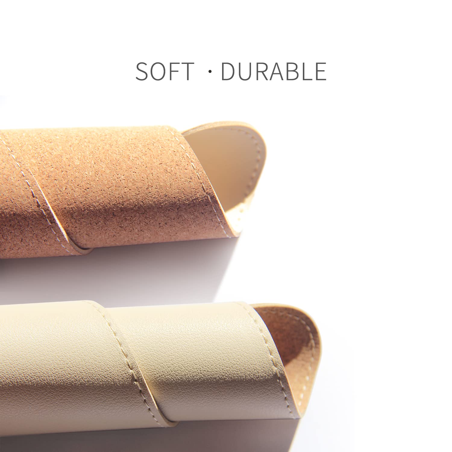 RENMTURE Dual-Sided Mouse Pad - Natural Cork & Faux Leather Desk Mat for Office & Home, 8