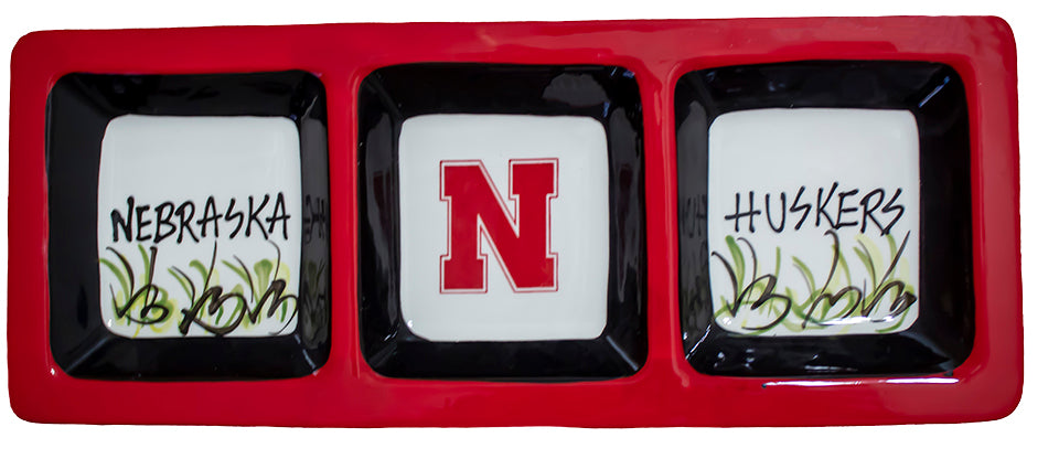 Nebraska Husker 3-Section Divided Serving Tray - Perfect for Game Day Snacks, Party Platters & Home Decor
