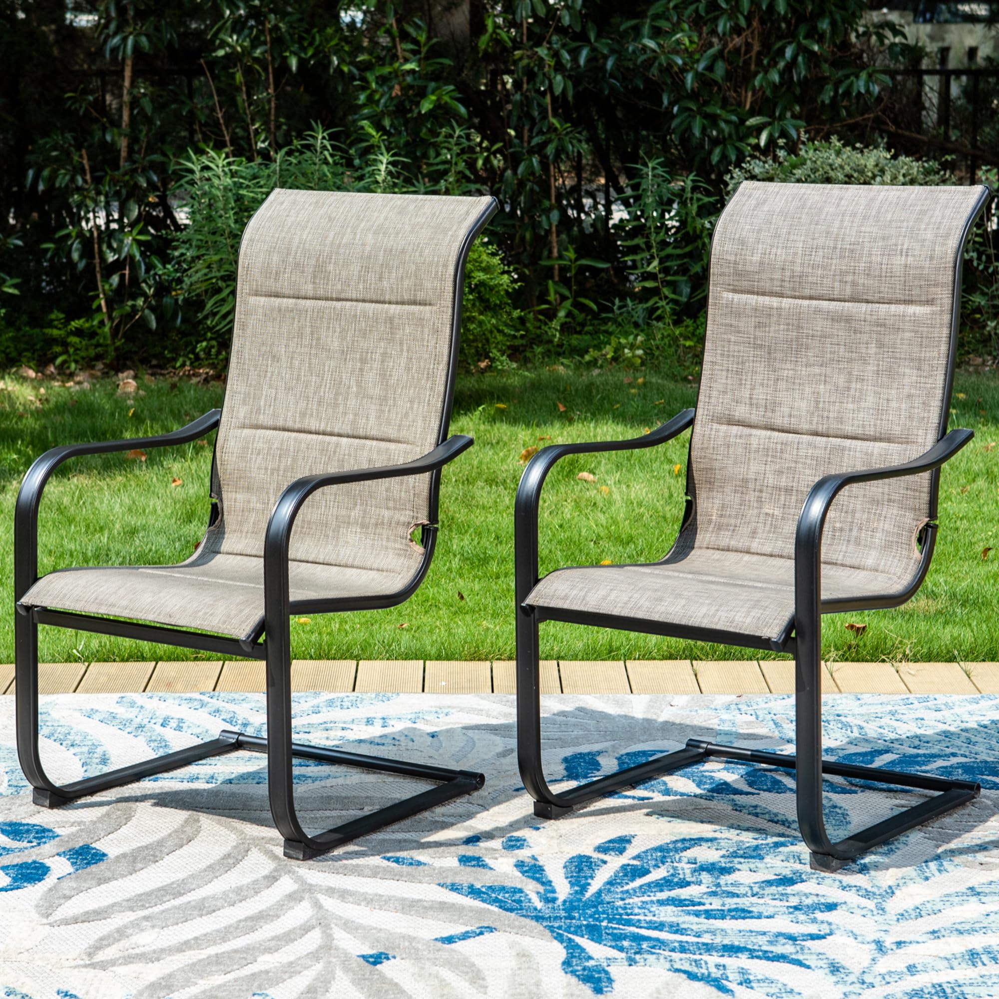 **Sophia & William High Back Patio Dining Chairs – 2-Piece Set with Spring Motion & Quick-Dry Textilene – Supports 350lbs – Weather-Resistant Outdoor Furniture for Lawn, Garden, Balcony, Pool & Backyard – Perfect for Relaxing, Entertaining & Outdoor Dining**