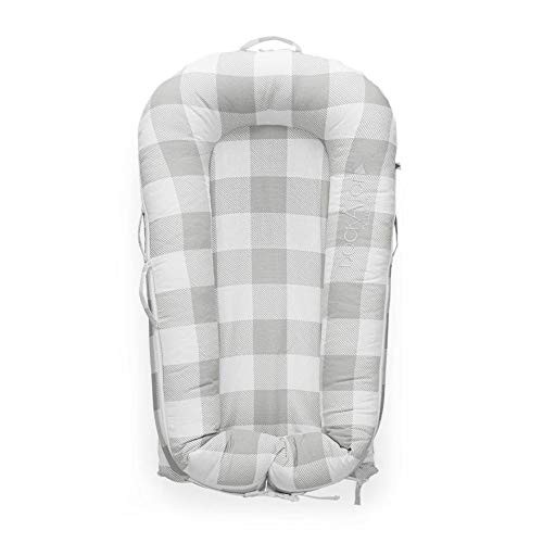 DockATot Deluxe+ Baby Lounger - Portable Infant Lounger for Newborns 0-8 Months | Lightweight, All-in-One Design | Natural Buffalo Fabric | Perfect for Napping, Playtime & Travel