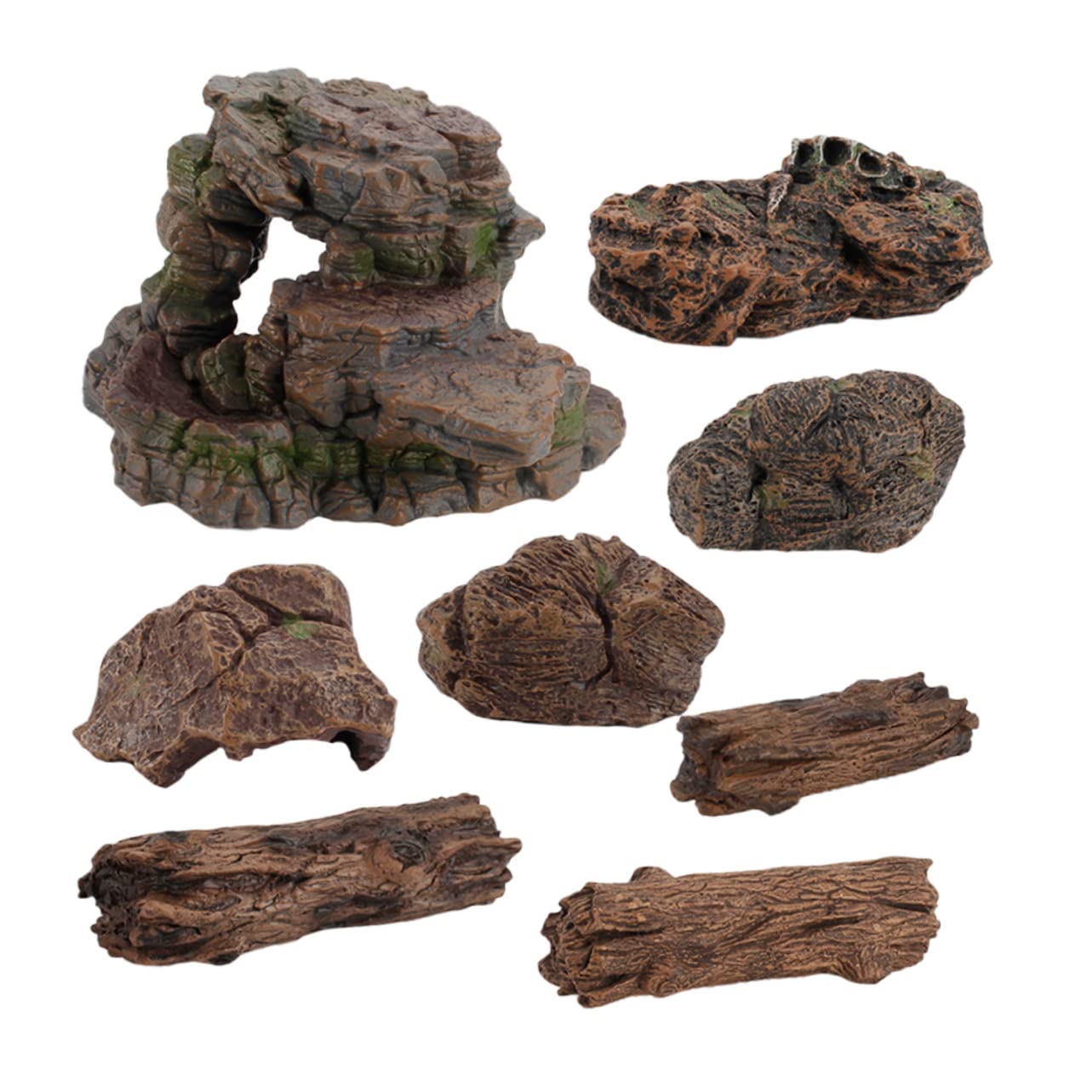 SUPVOX 8pcs Mini Landscape Sandbox Toy Set - Realistic Simulation Desktop Decor for Kids, Fish Tank Hideout, Aquarium Cave Ornament, Terrarium Plants & Rock Terrain - Perfect for Child Play, Home Decor & DIY Scenic Displays