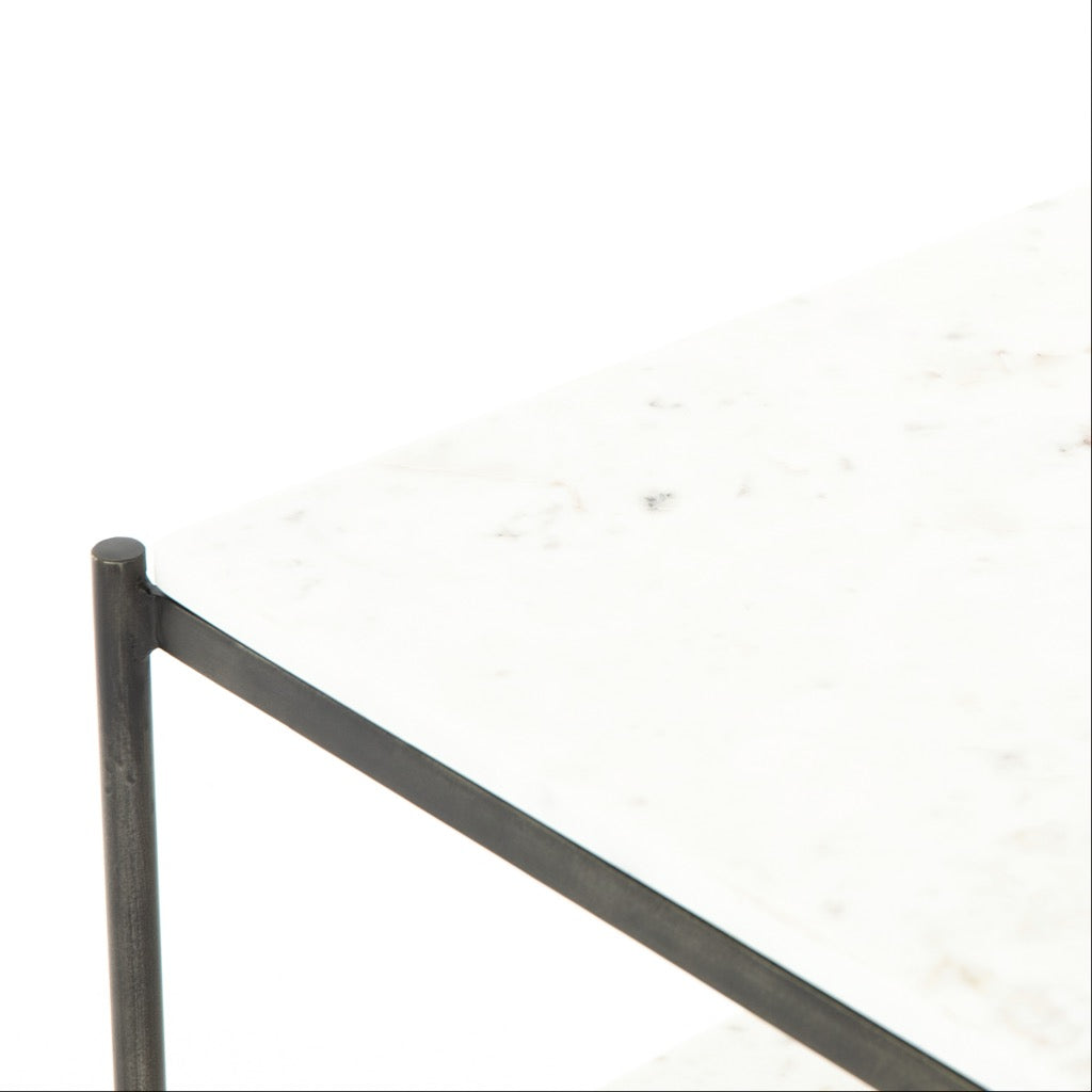 Felix Marble Nightstand with Hammered Grey Finish - Modern Bedside Table for Bedroom, Living Room, or Guest Room Decor