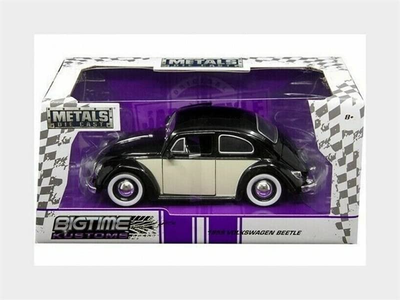 Jada Toys 1/24 Scale Volkswagen Beetle Moon Wheels Diecast Model Car - Black & White Pre-Built Collectible for Display & Gifts | Perfect for Car Enthusiasts & Home Decor
