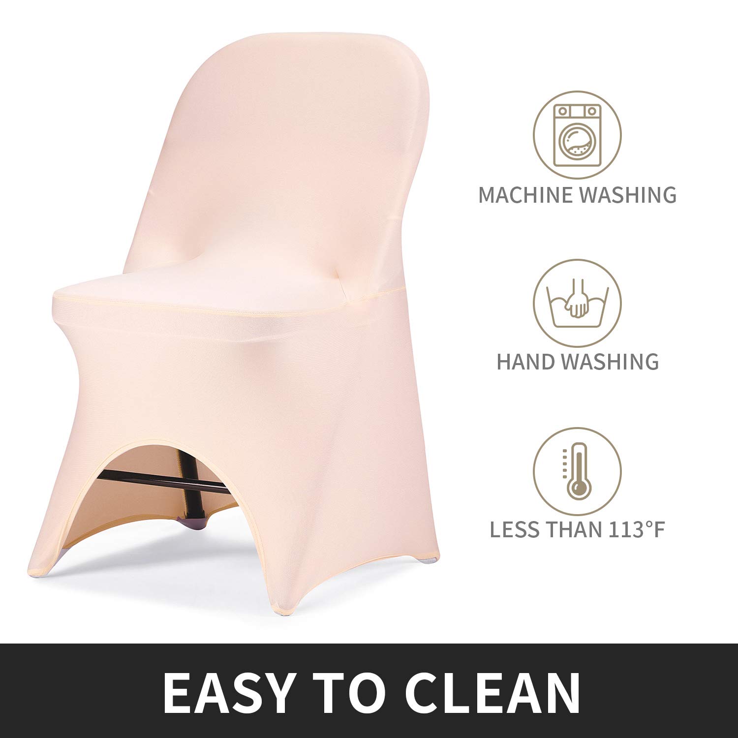 Peomeise Stretch Spandex Folding Chair Covers - 12 Pack Blush Pink Open Back Design for Wedding, Party, Banquet & Events - Perfect for Indoor/Outdoor Dining, Ceremonies & Special Occasions