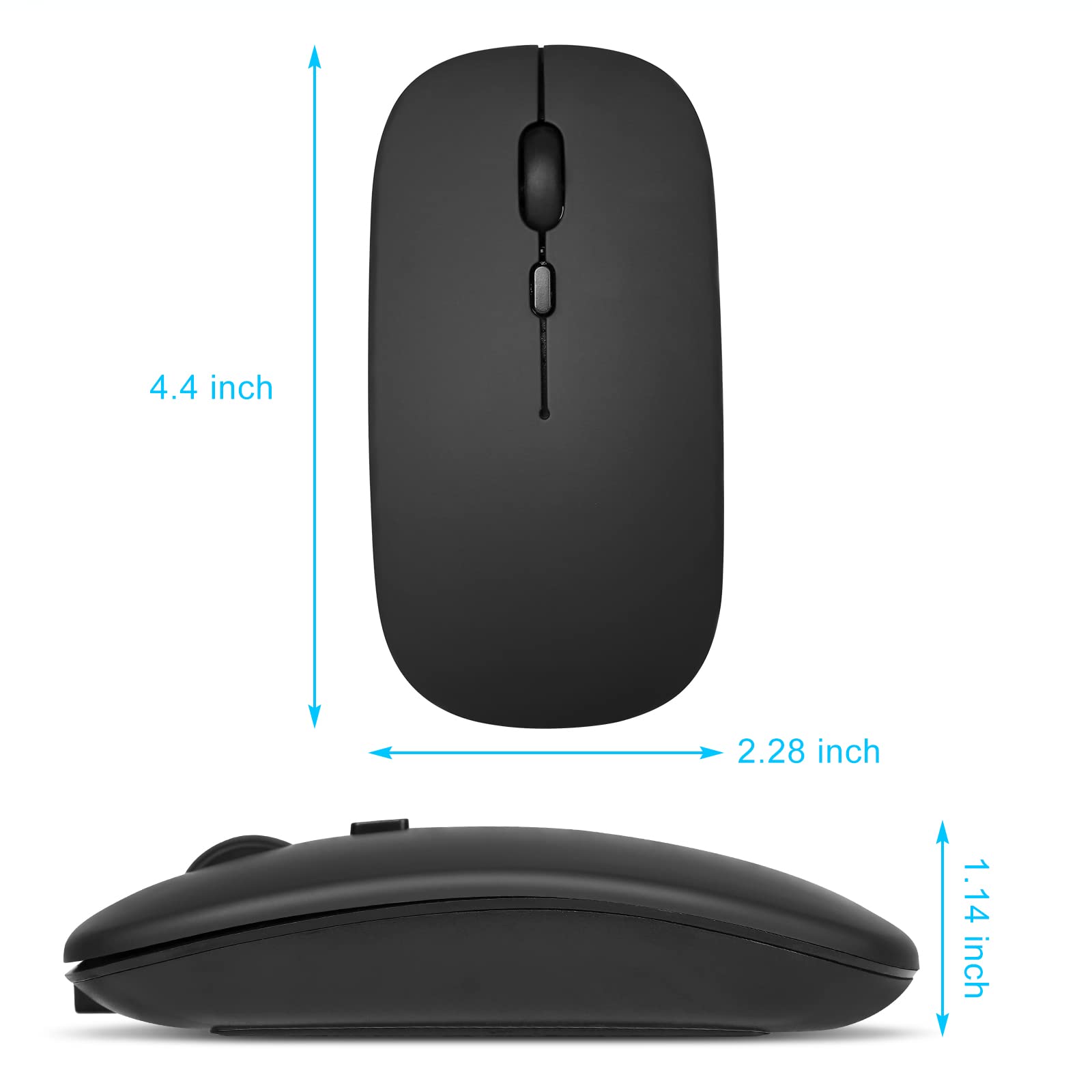 UrbanX Bluetooth Rechargeable Wireless Mouse for Lenovo Flex 5 Series 2-in-1 Laptop, Compatible with PC/Mac/iPad Pro/Computer/Tablet/Android, Onyx Black - Perfect for Office, Travel, and Home Use