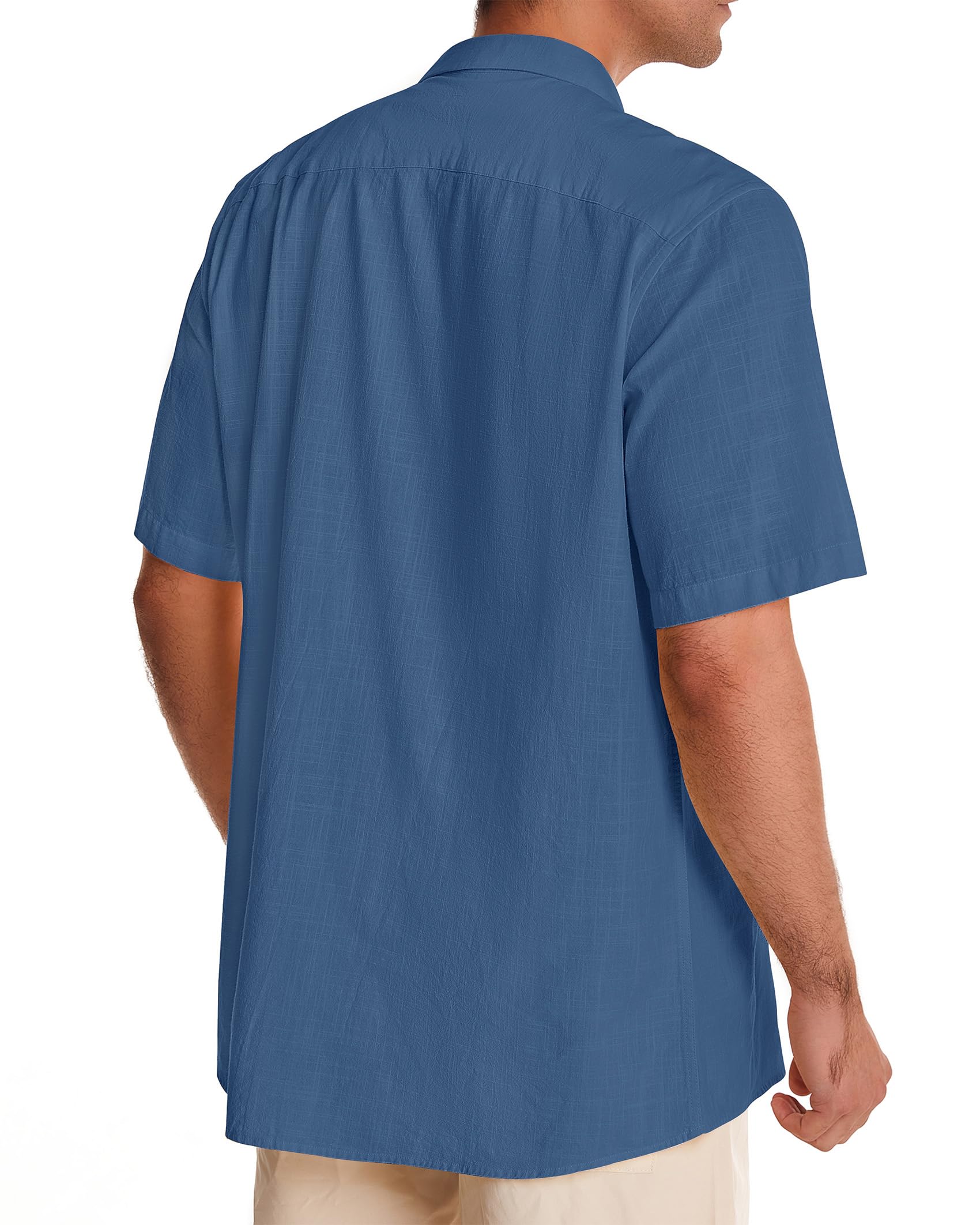Gentle Men's Linen Shirts - Short Sleeve Button Down Cotton Shirt for Summer | Beach Vacation & Hawaiian Style | Casual Wear, Outdoor Activities & Tropical Getaways