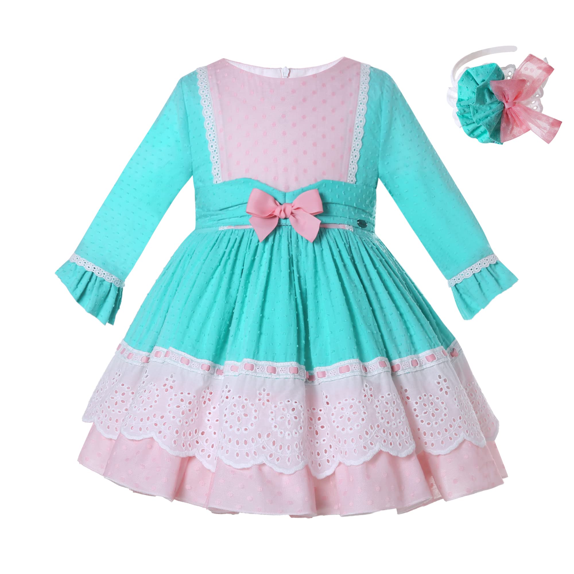 Pettigirl Girls Spring Elegant Ruffle Long Sleeve Cotton Dress - Toddler Casual Cute Stylish Holiday Outfit for Easter, Birthday & Special Occasions