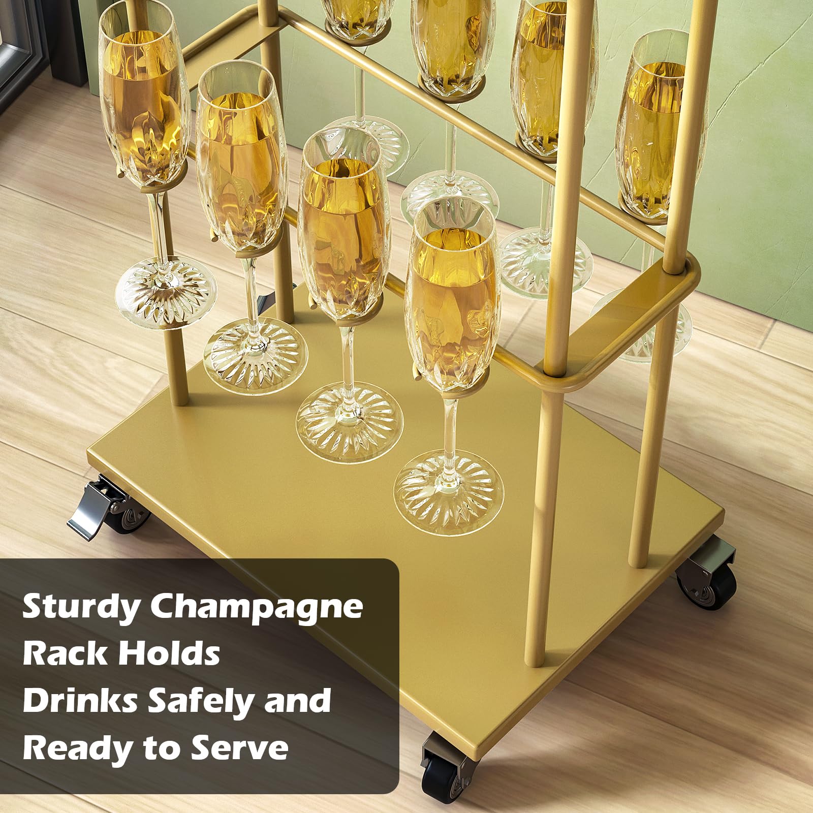 5-Tier Metal Champagne Wall Holder - Sturdy Wine Glass Stemware Rack for Parties & Events | Holds Up to 40 Champagne Flutes | Perfect for Weddings, Birthday Celebrations & Home Bar Decor
